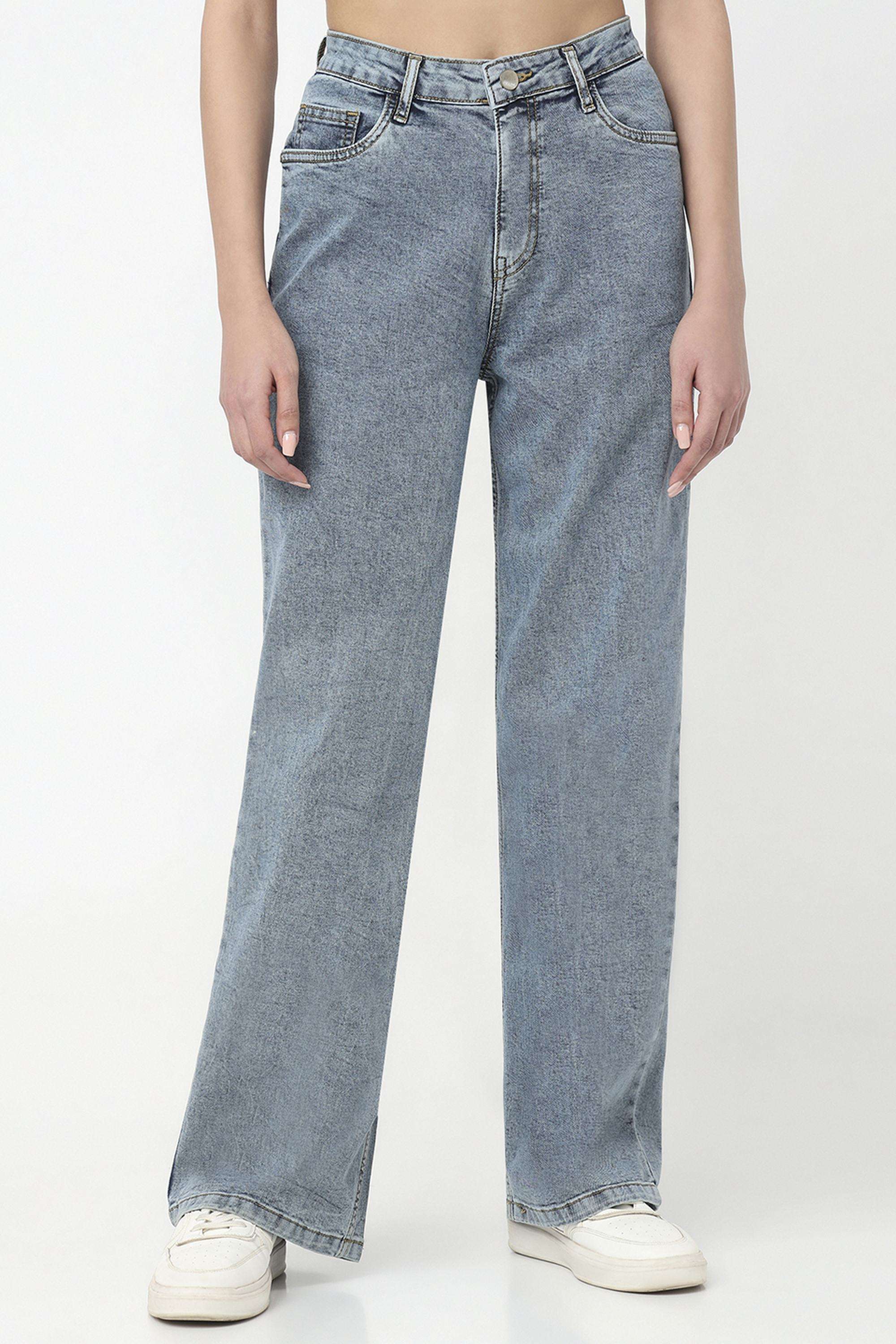 Solid-Relaxed-Fit-Blended-Fabric-Women-s-Casual-Wear-Jeans