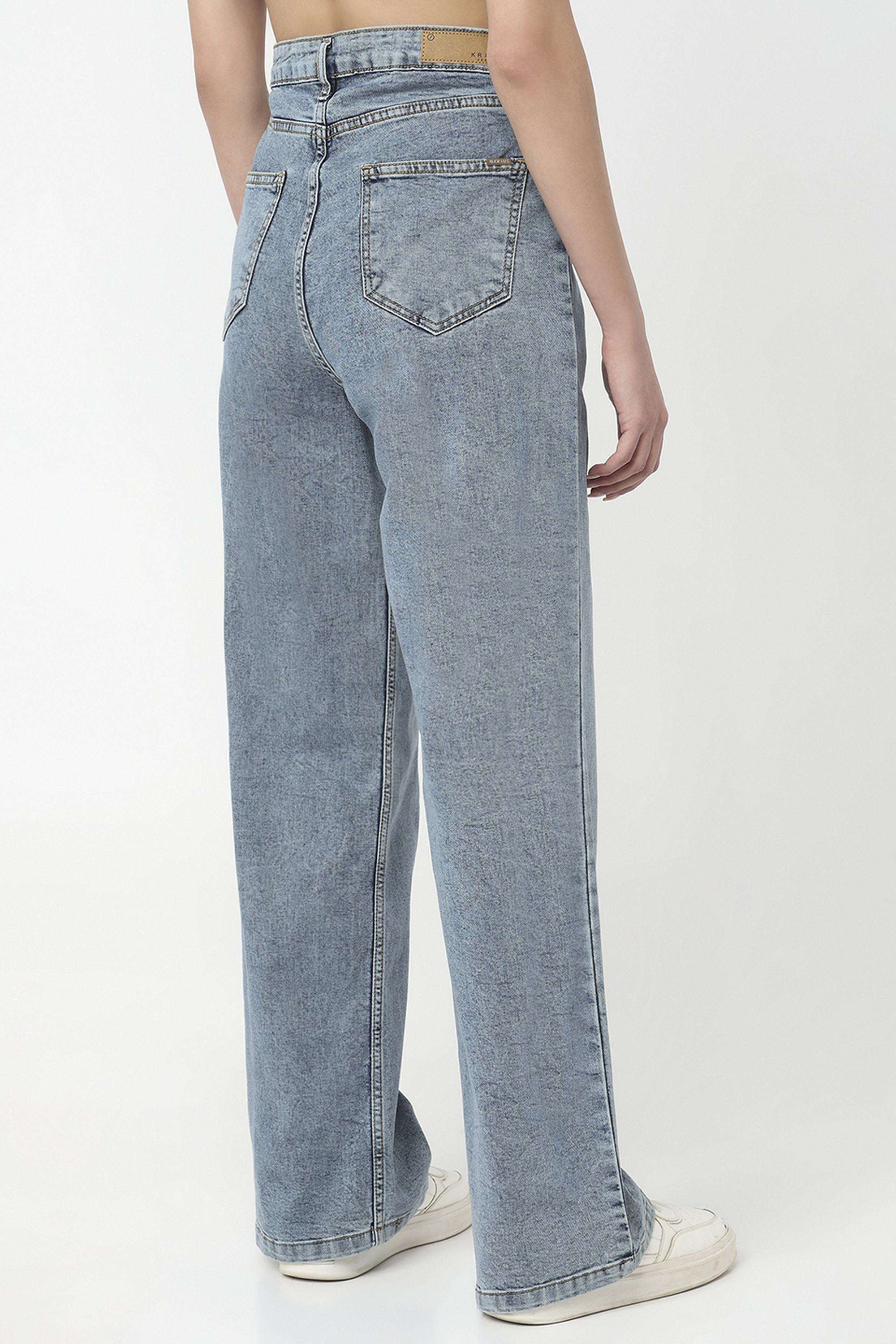 Solid-Relaxed-Fit-Blended-Fabric-Women-s-Casual-Wear-Jeans