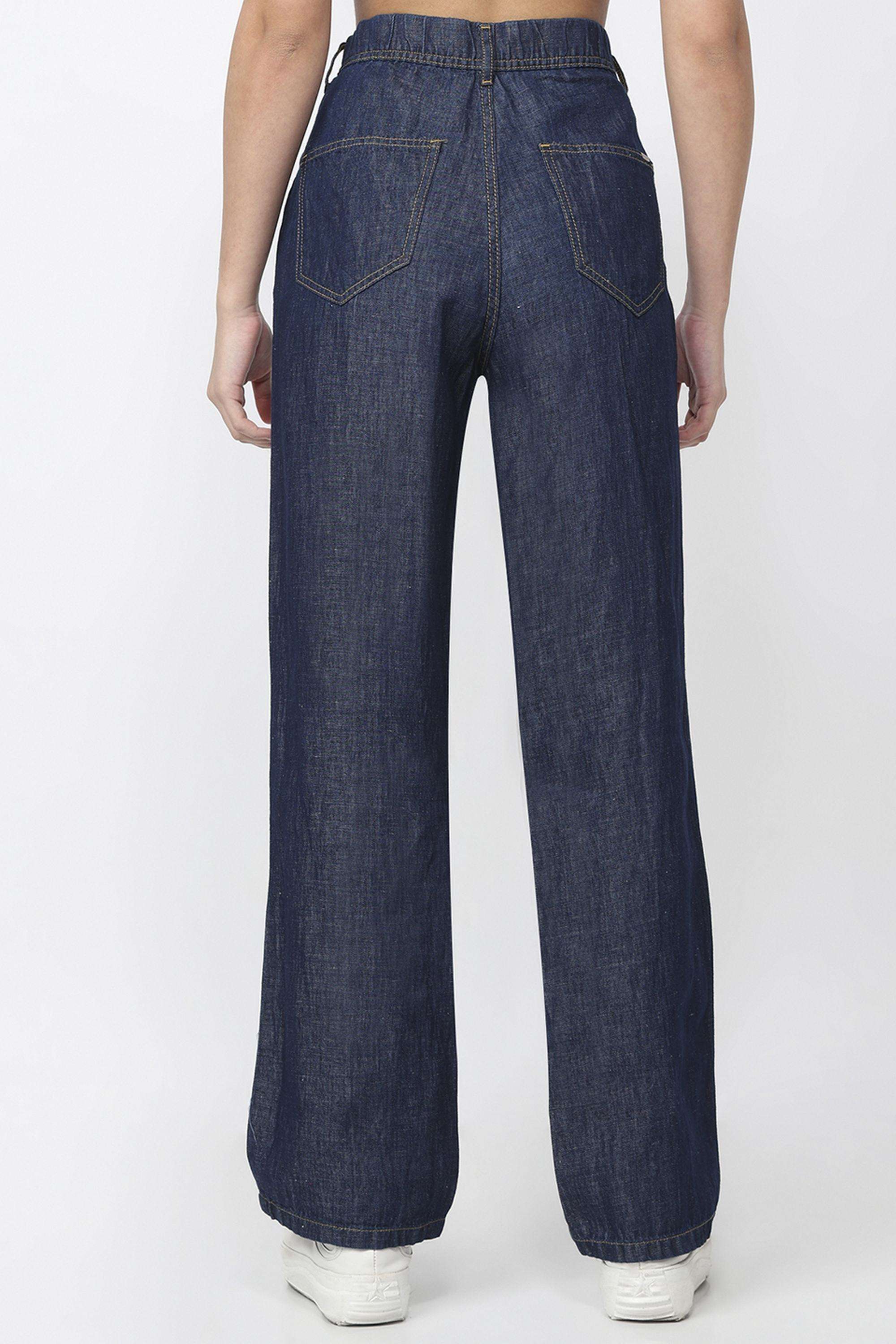 Solid-Relaxed-Fit-Blended-Fabric-Women-s-Casual-Wear-Jeans