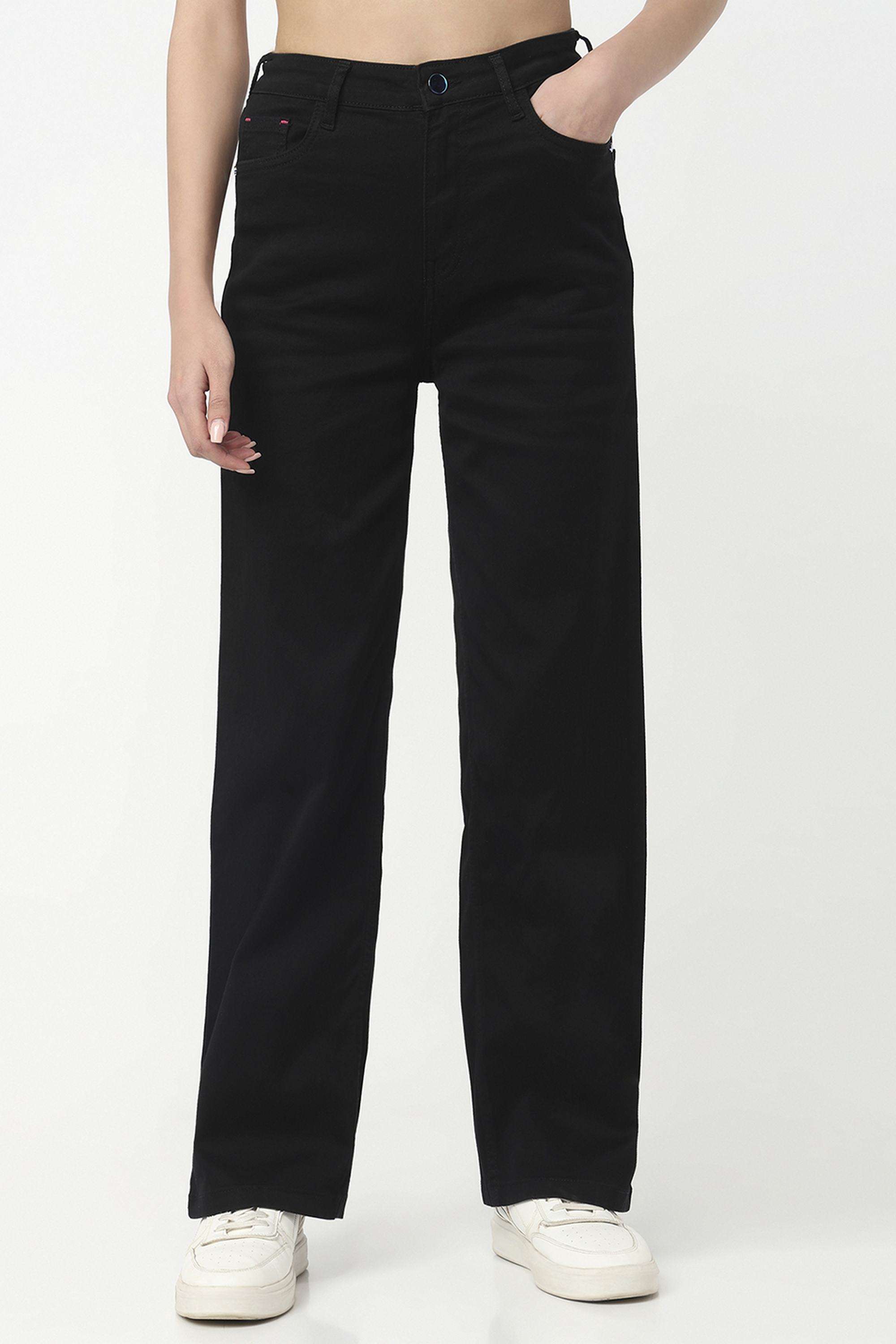 Solid-Relaxed-Fit-Blended-Fabric-Women-s-Casual-Wear-Jeans