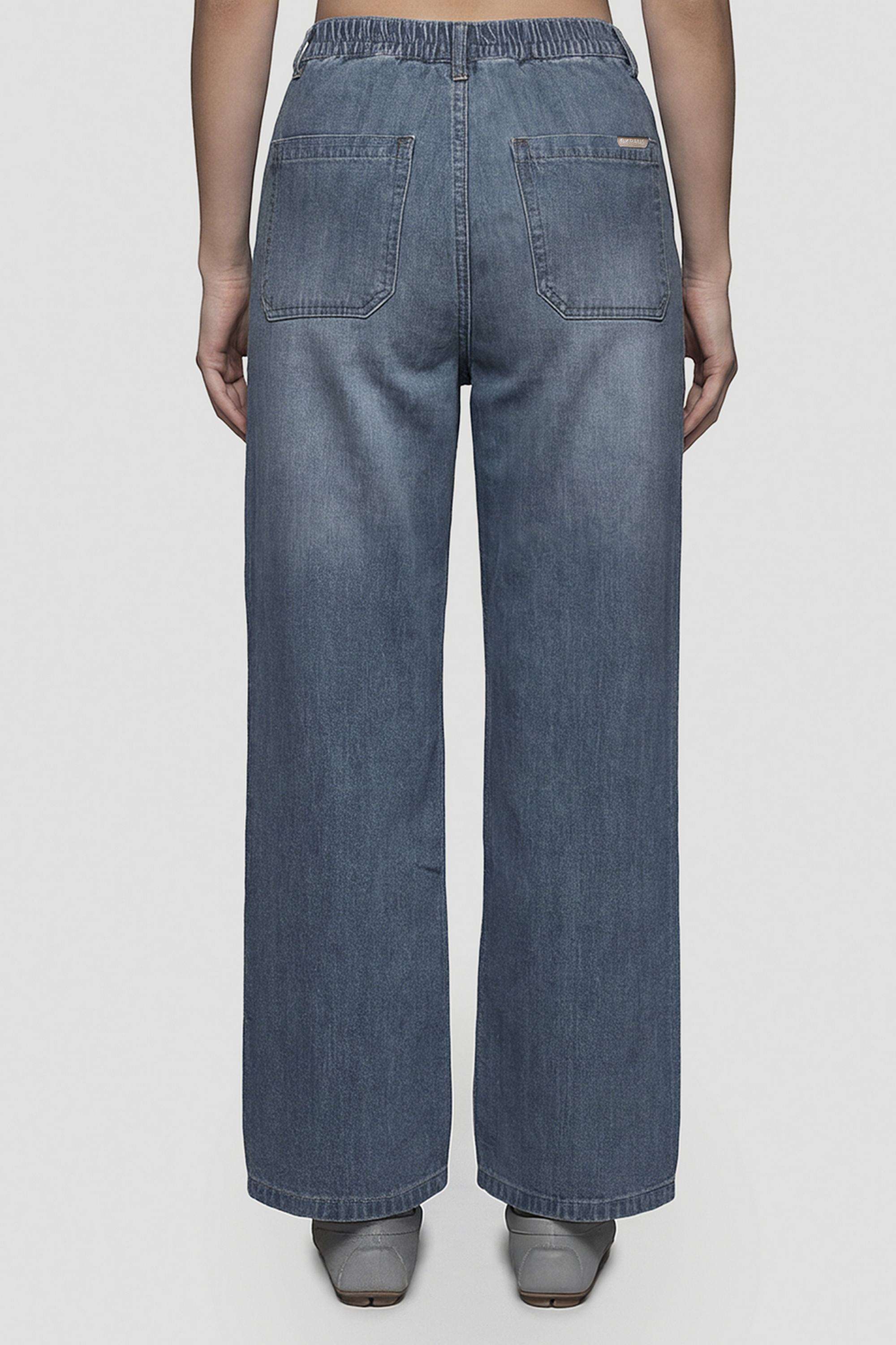 High-Rise-Blended-Fabric-Wide-Leg-Fit-Women-s-Jeans