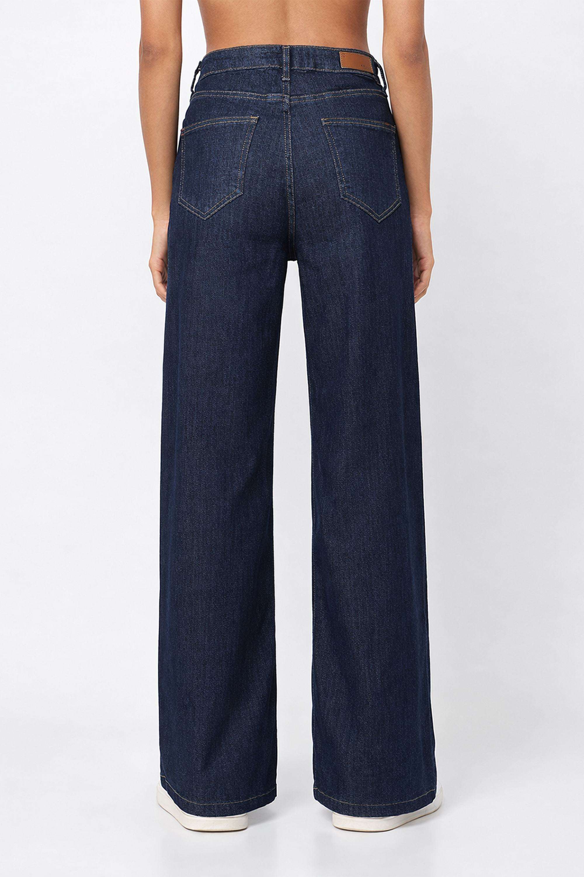 High-Rise-Blended-Fabric-Wide-Leg-Fit-Women-s-Jeans