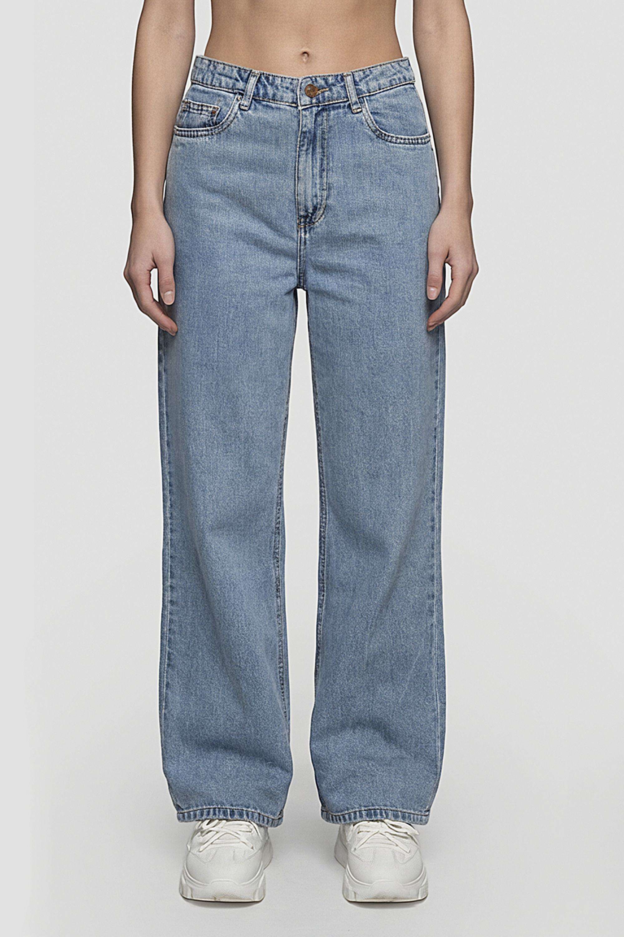 High-Rise-Blended-Fabric-Wide-Leg-Fit-Women-s-Jeans