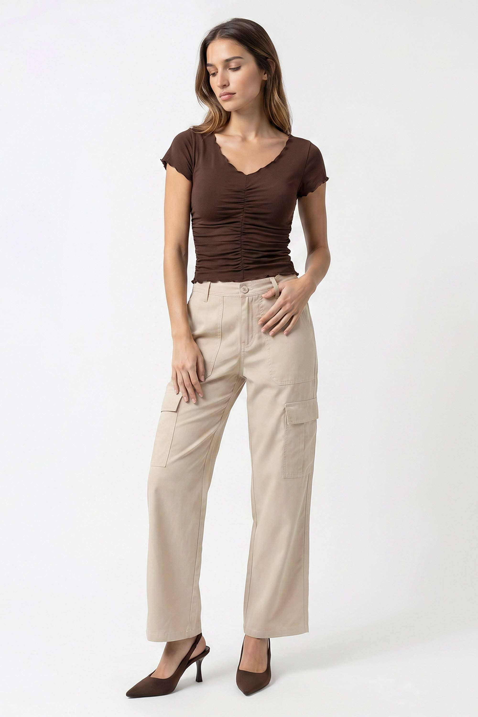 kraus Solid Relaxed Fit Cotton Blend Women's Casual Wear Trousers-picture-30
