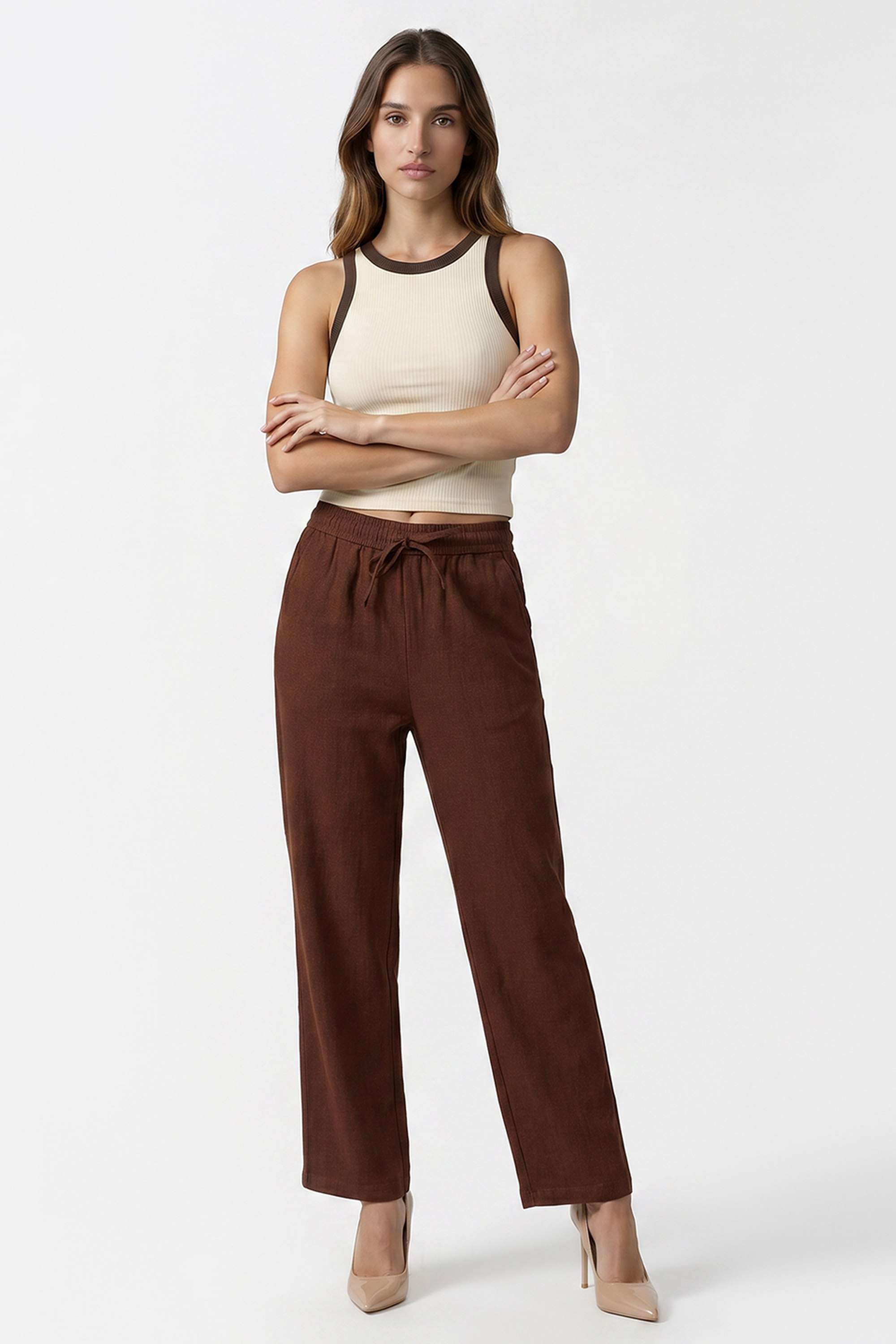 kraus Solid Relaxed Fit Blended Fabric Women's Casual Wear Trousers-picture-38
