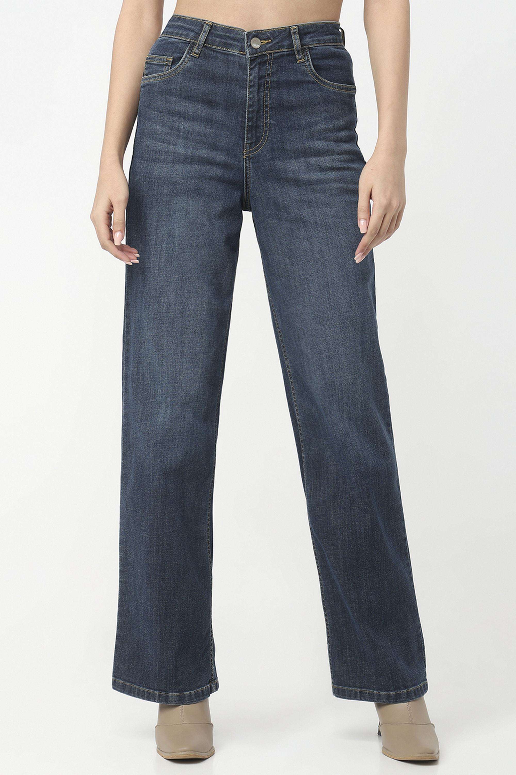 Solid-Relaxed-Fit-Blended-Fabric-Women-s-Casual-Wear-Jeans