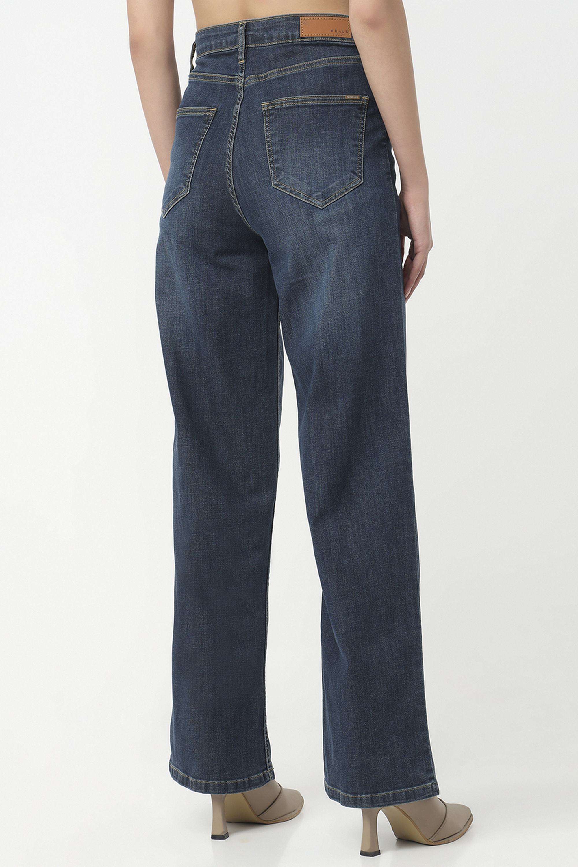Solid-Relaxed-Fit-Blended-Fabric-Women-s-Casual-Wear-Jeans