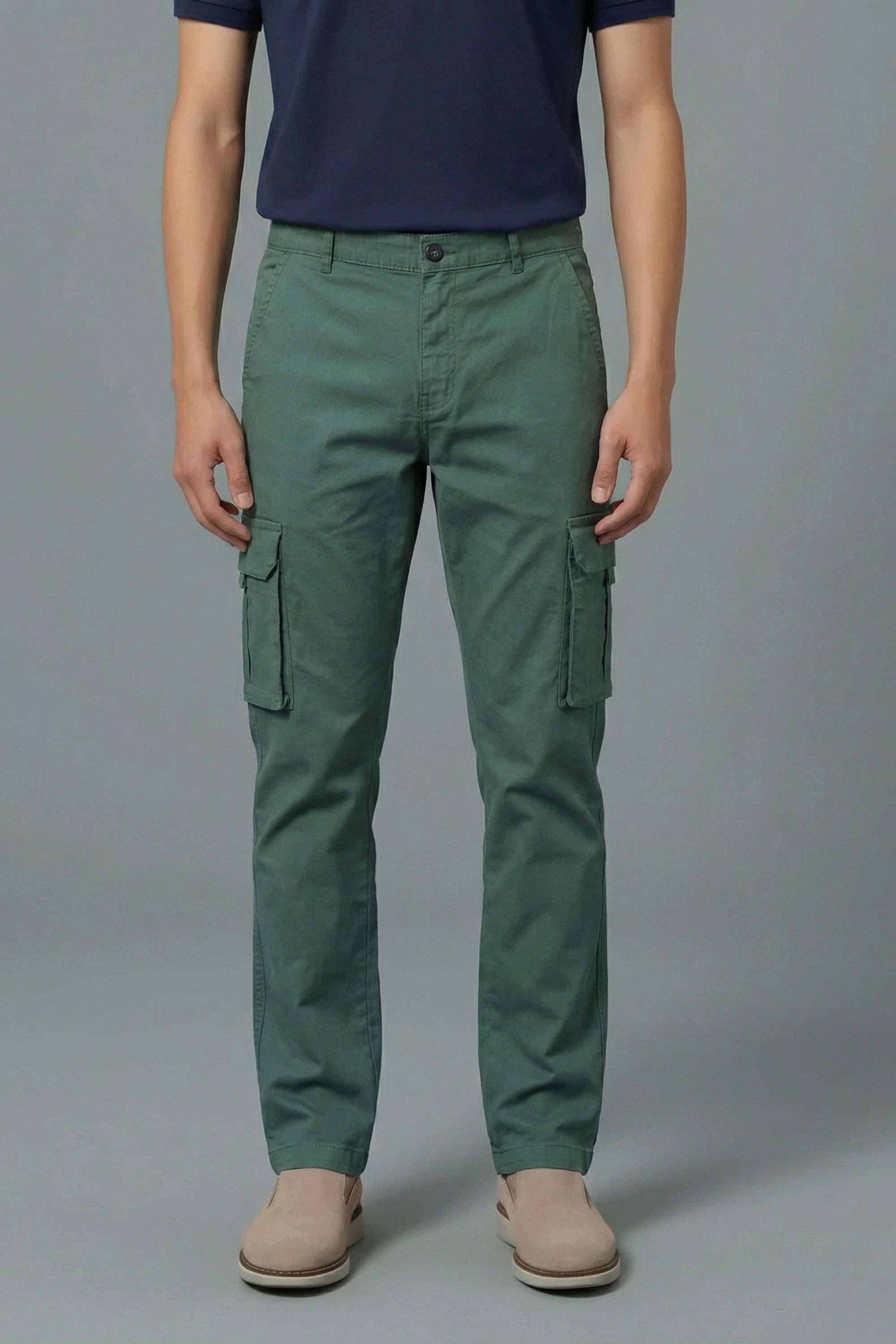 Solid-Blended-Fabric-Regular-Fit-Men-Pants