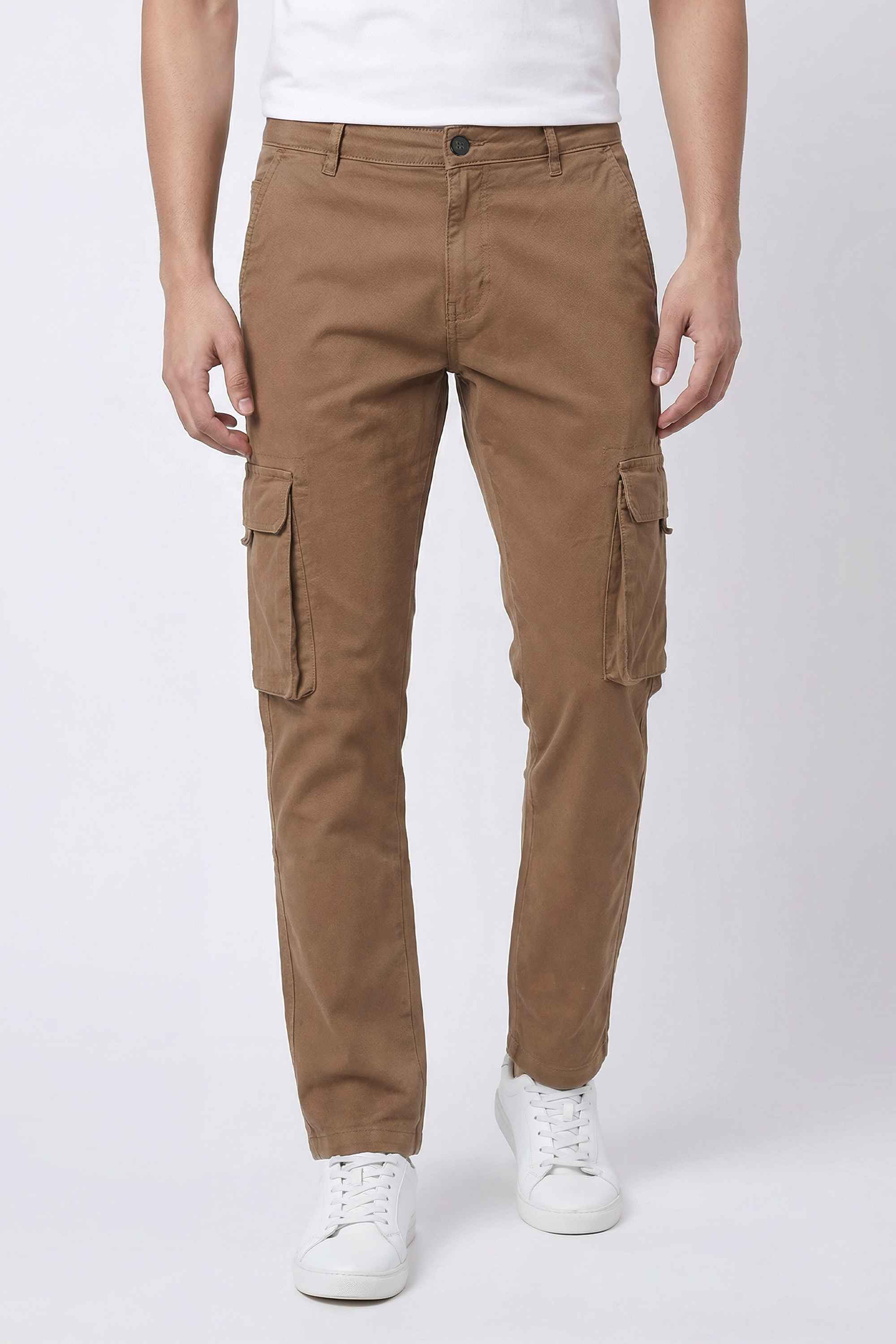 Solid-Blended-Fabric-Regular-Fit-Men-Pants