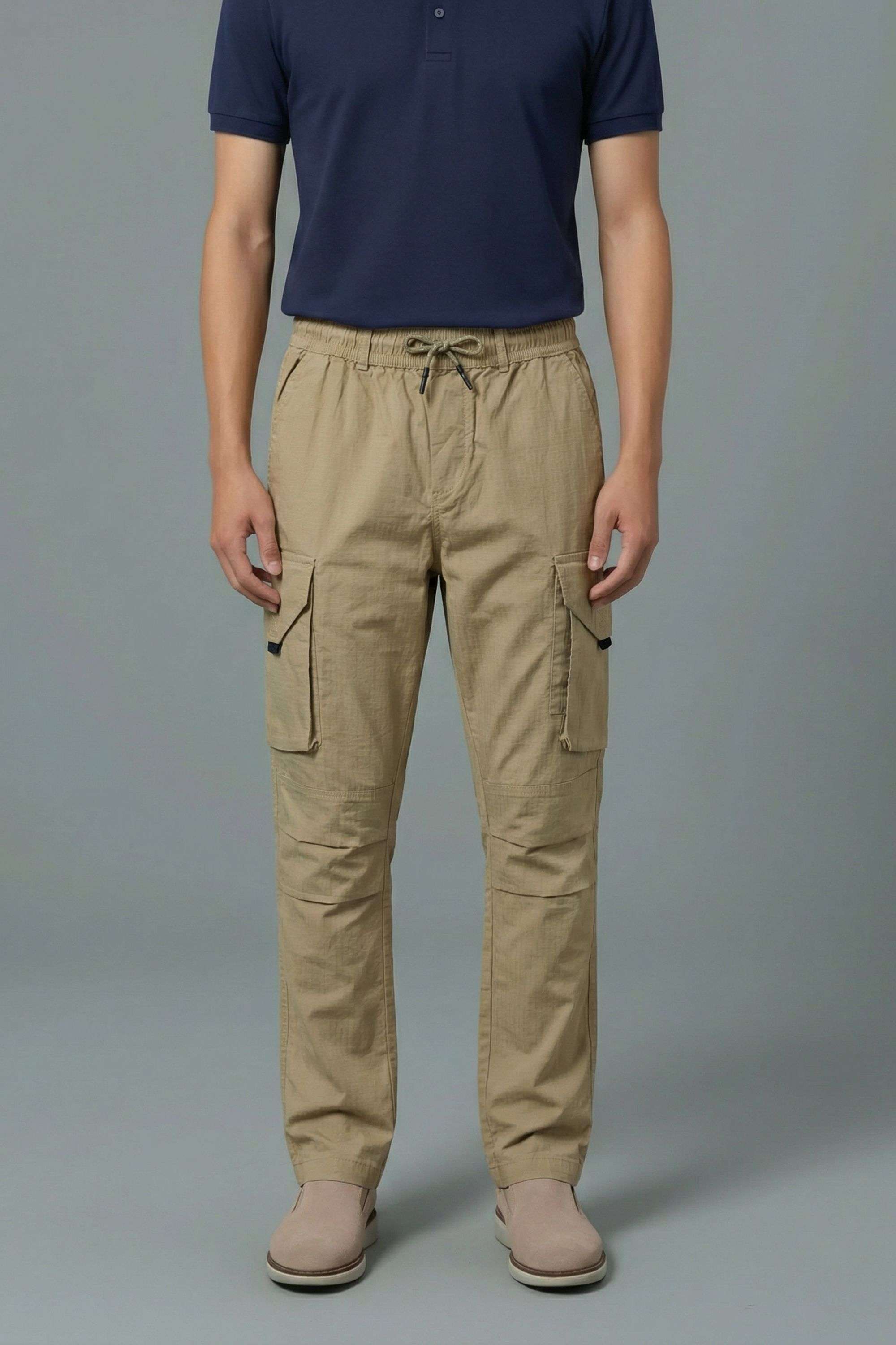 Solid-Blended-Fabric-Regular-Fit-Men-Pants