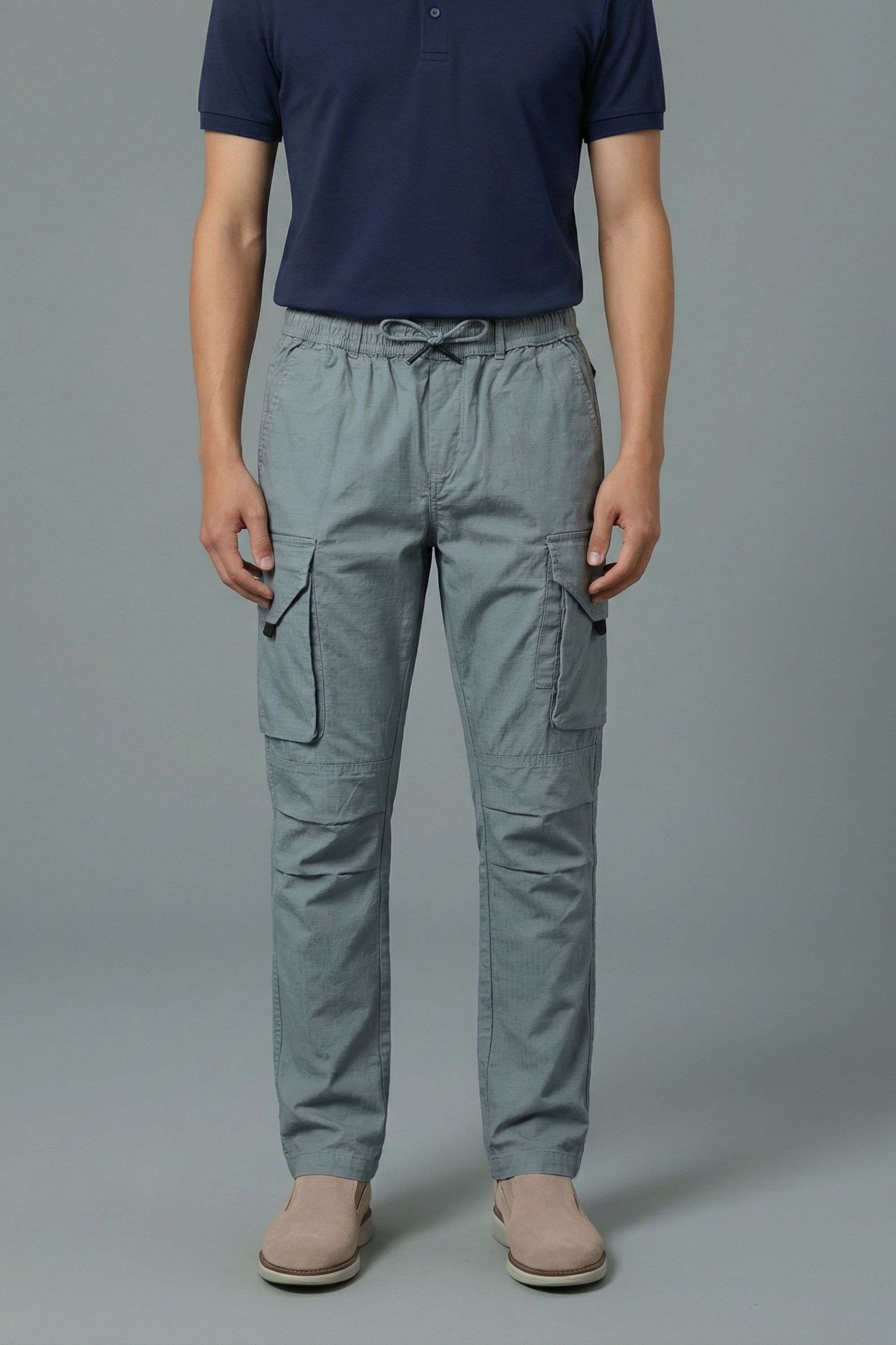 Solid-Blended-Fabric-Regular-Fit-Men-Pants