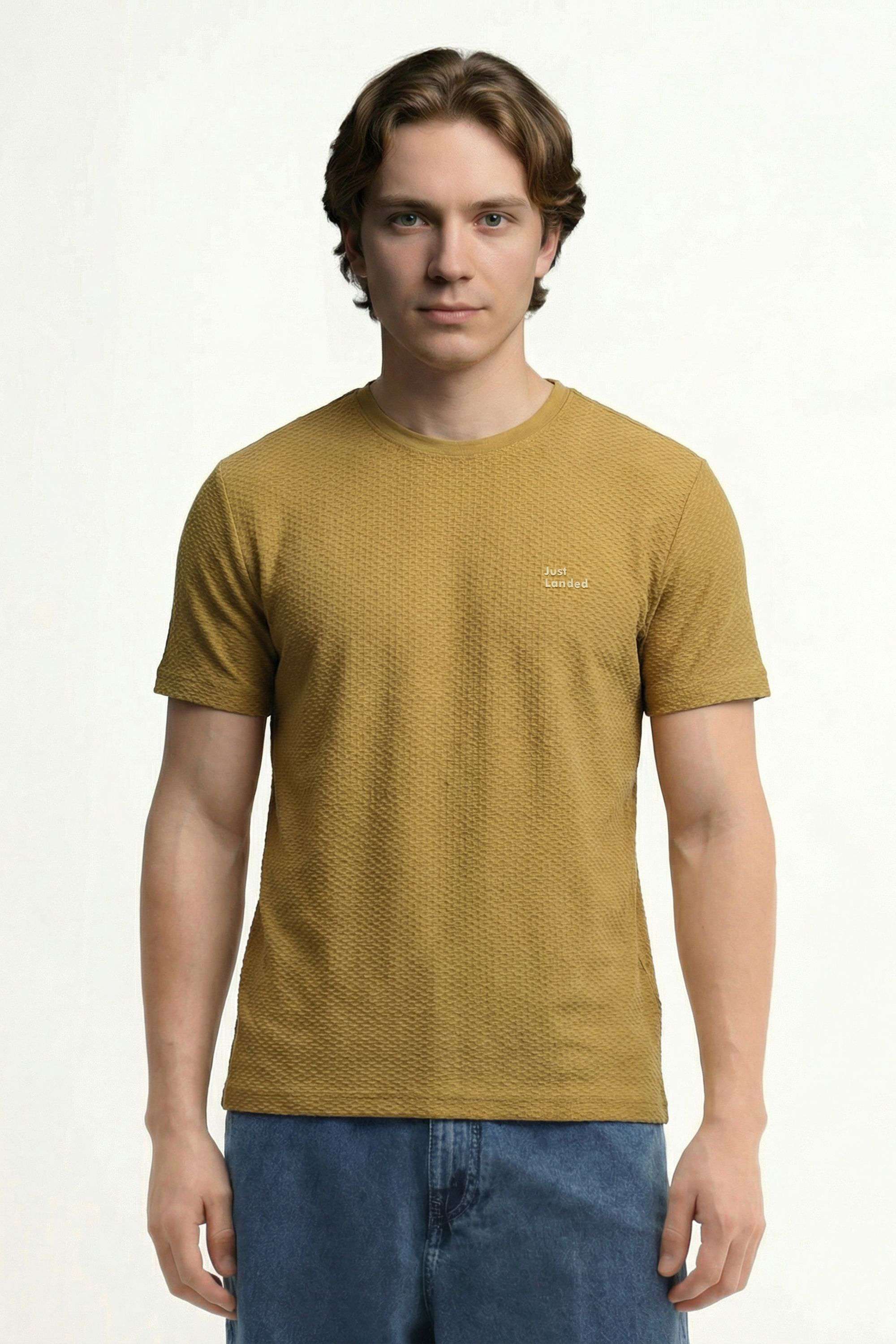 Textured-Blended-Fabric-Regular-Fit-Men-T-Shirt