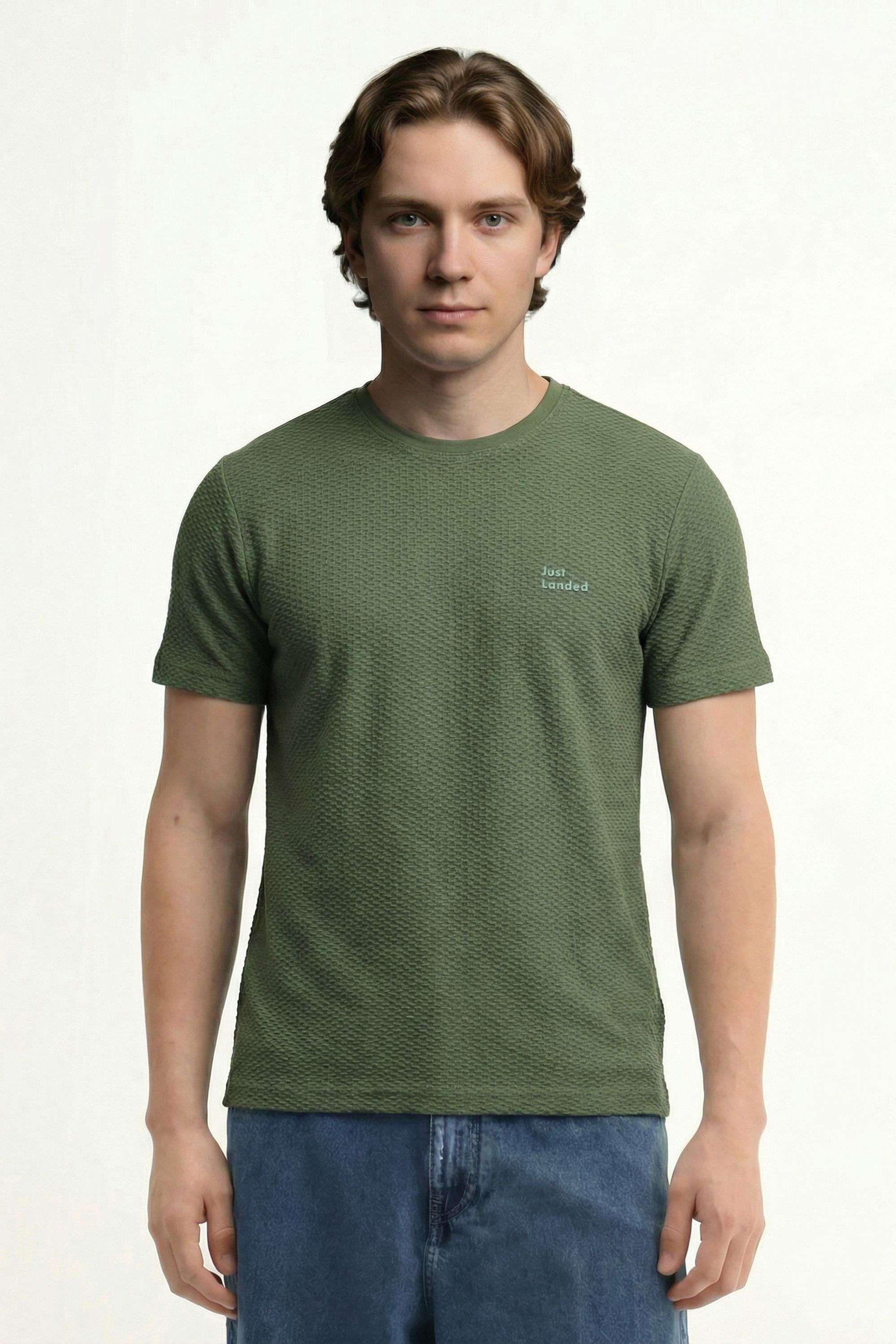 Textured-Blended-Fabric-Regular-Fit-Men-T-Shirt