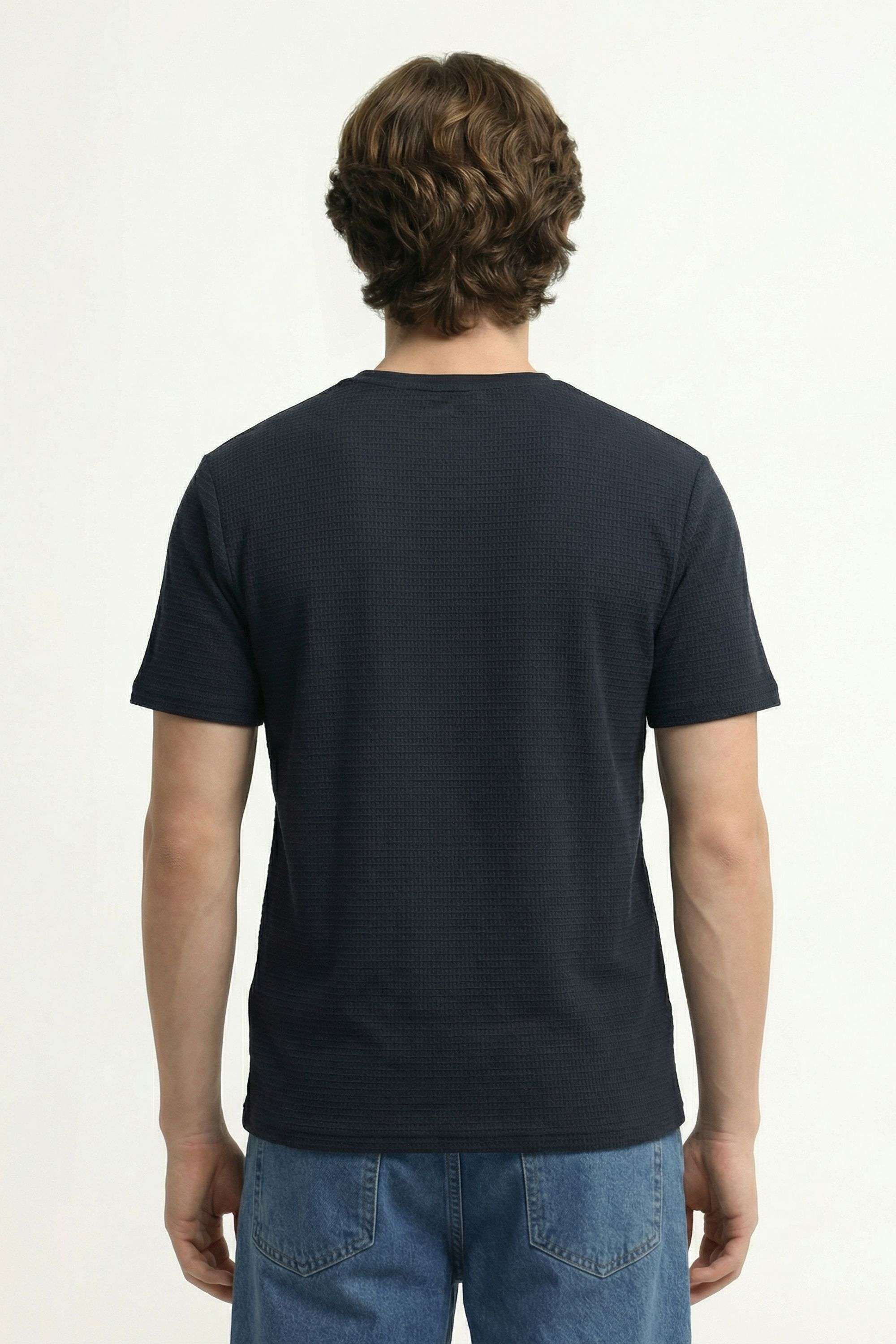 Textured-Blended-Fabric-Regular-Fit-Men-T-Shirt
