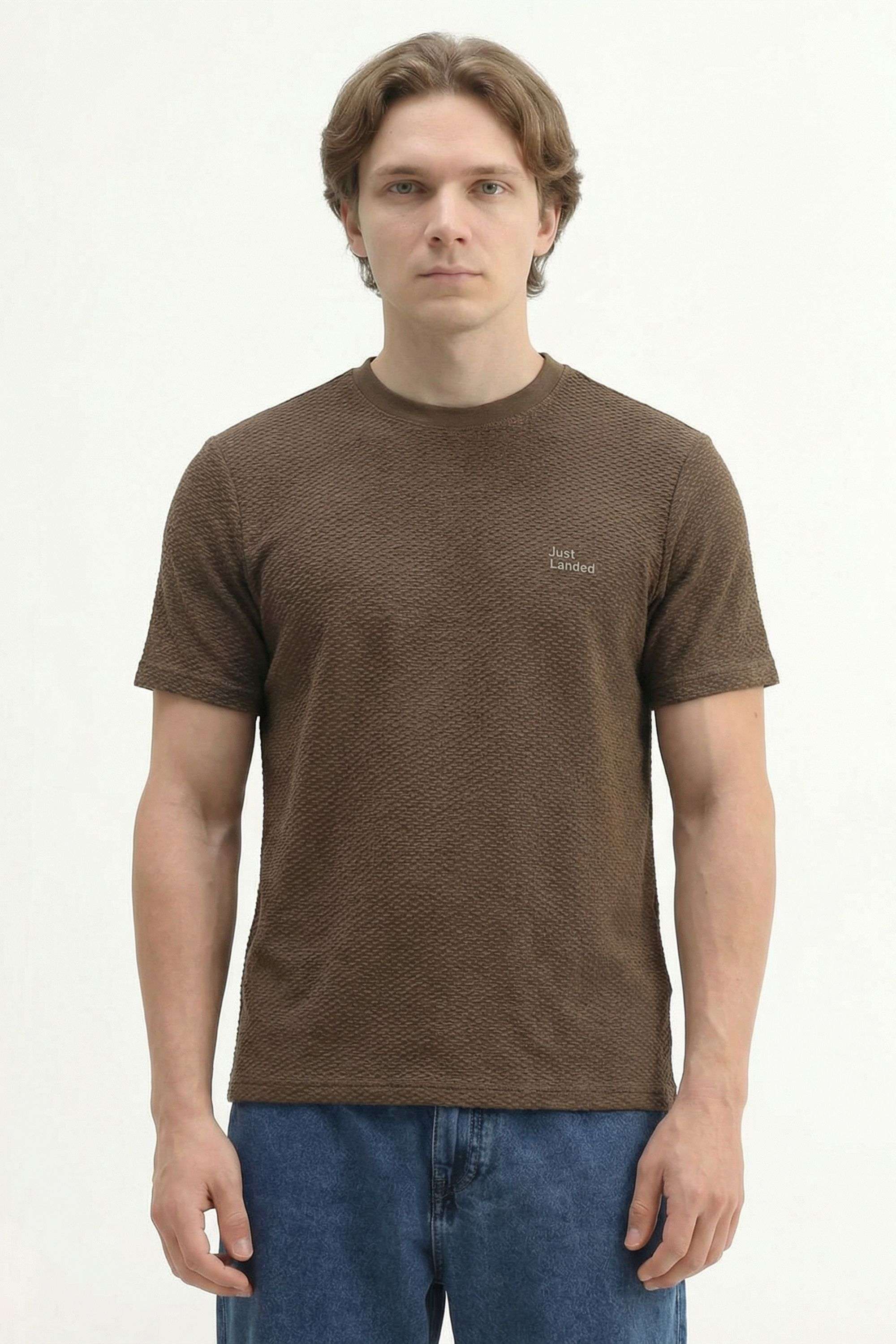 Textured-Blended-Fabric-Regular-Fit-Men-T-Shirt