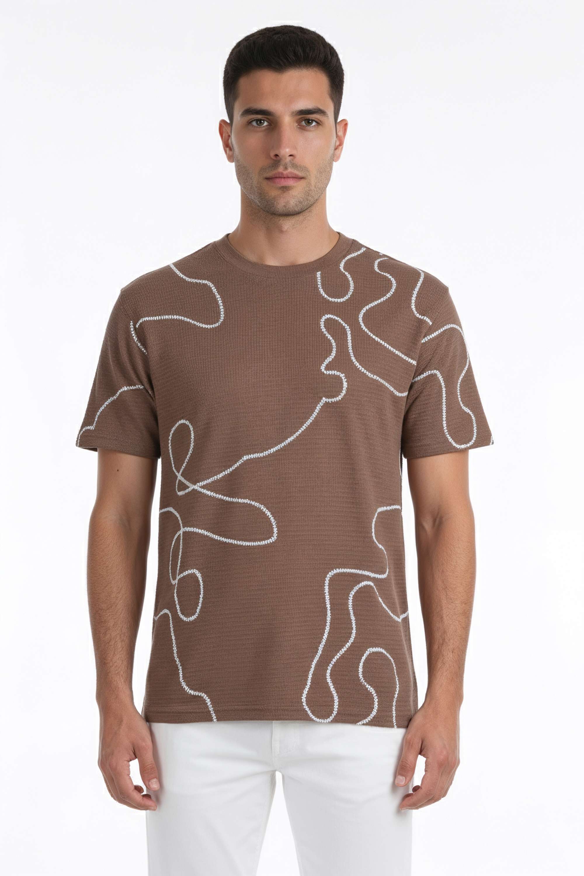 Solid-Blended-Fabric-Round-Neck-Men-s-T-Shirt