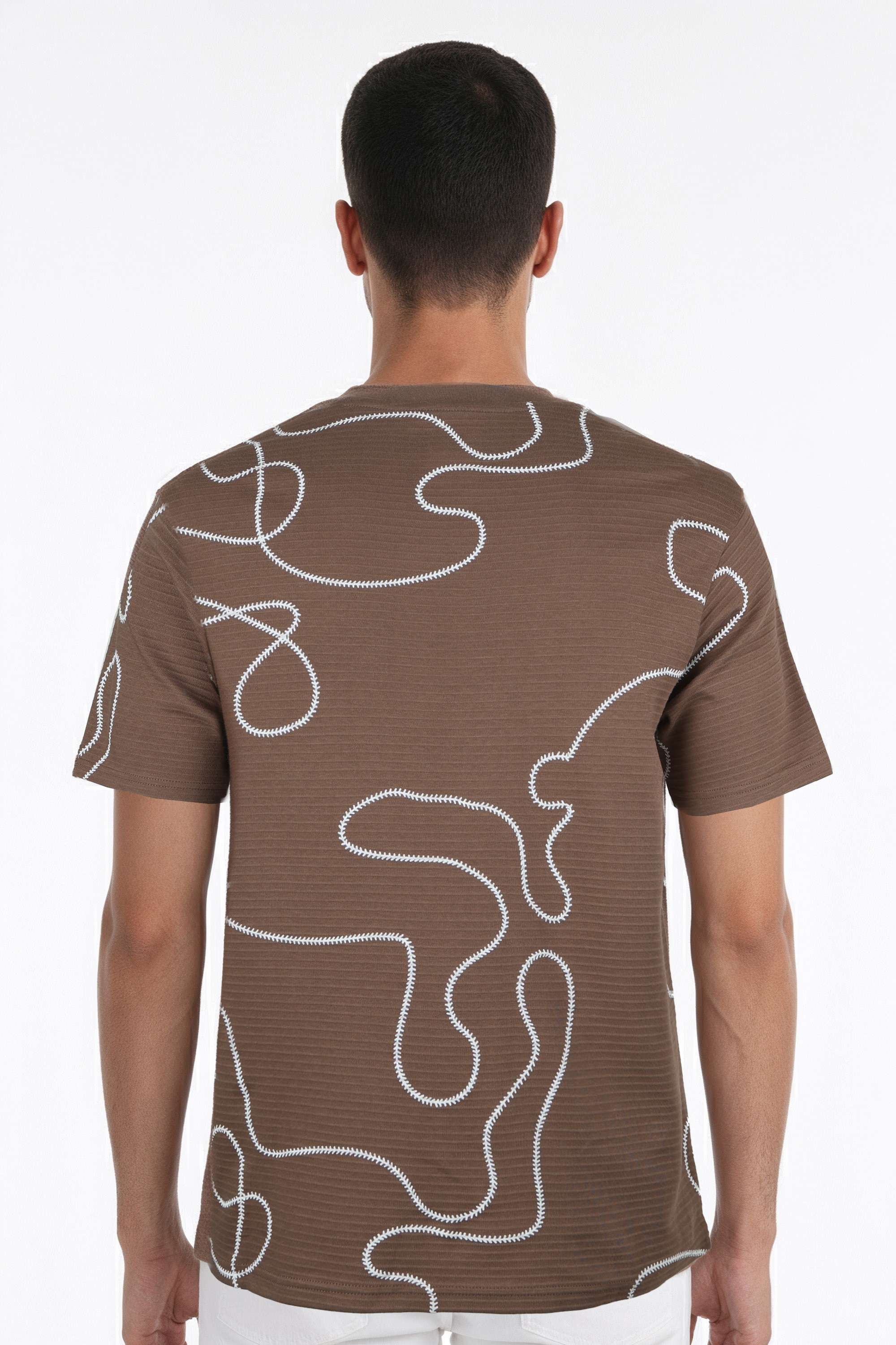 Solid-Blended-Fabric-Round-Neck-Men-s-T-Shirt
