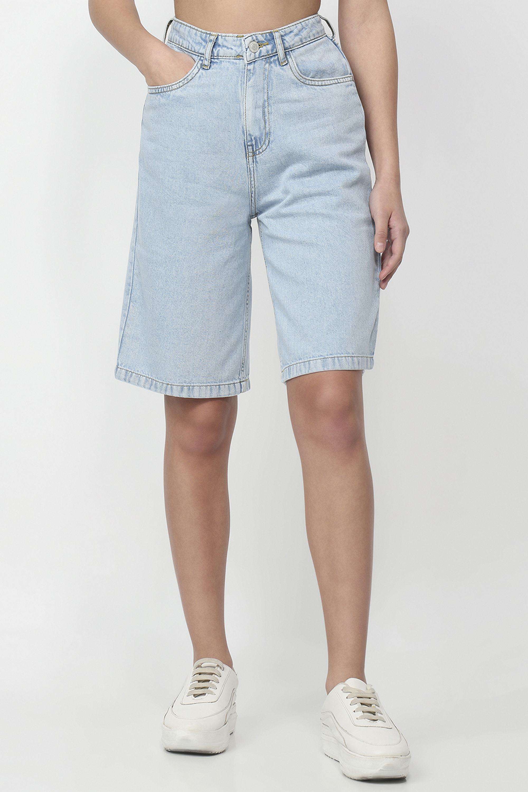 Solid-Relaxed-Fit-Cotton-Women-s-Casual-Wear-Shorts