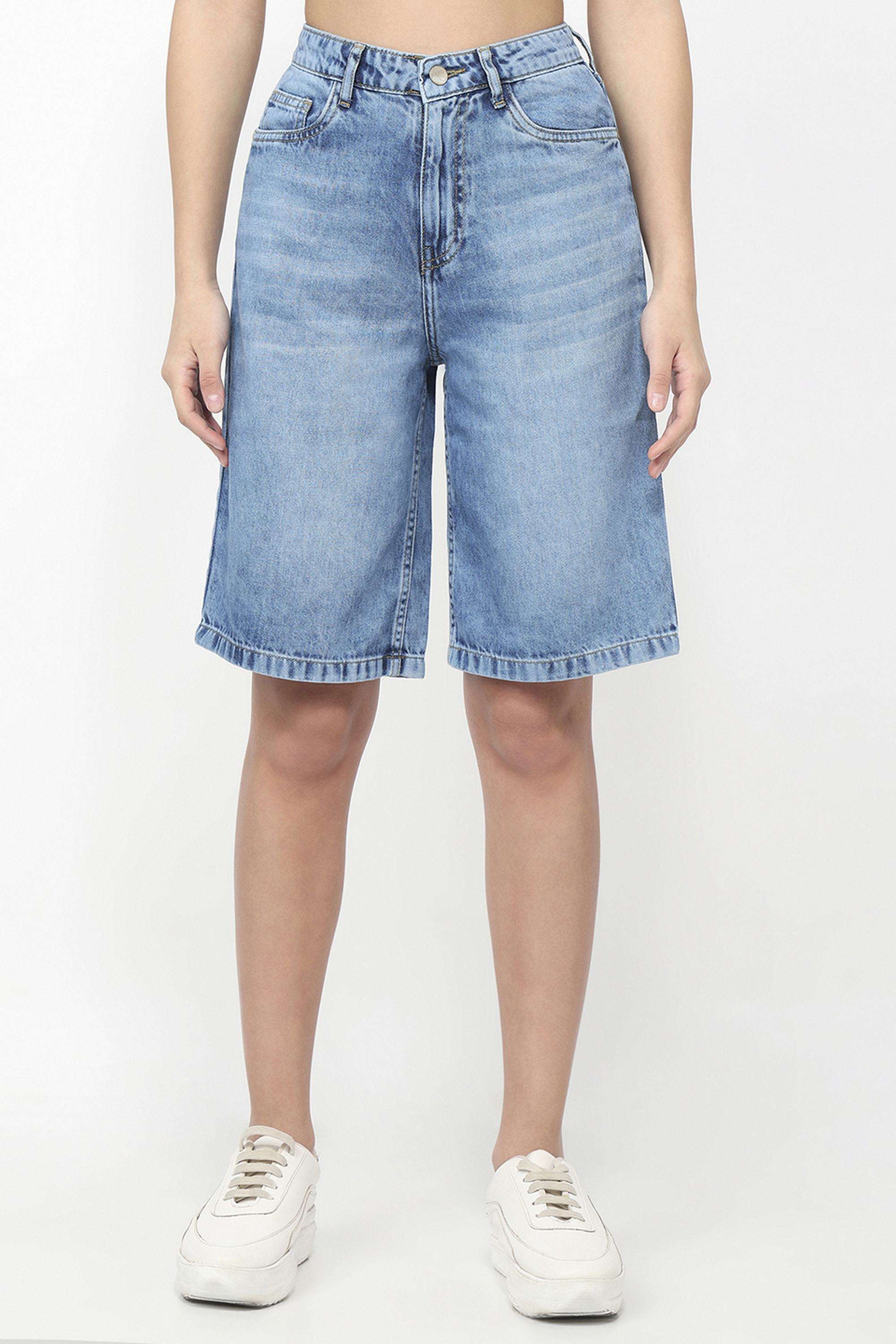 Solid-Relaxed-Fit-Cotton-Women-s-Casual-Wear-Shorts