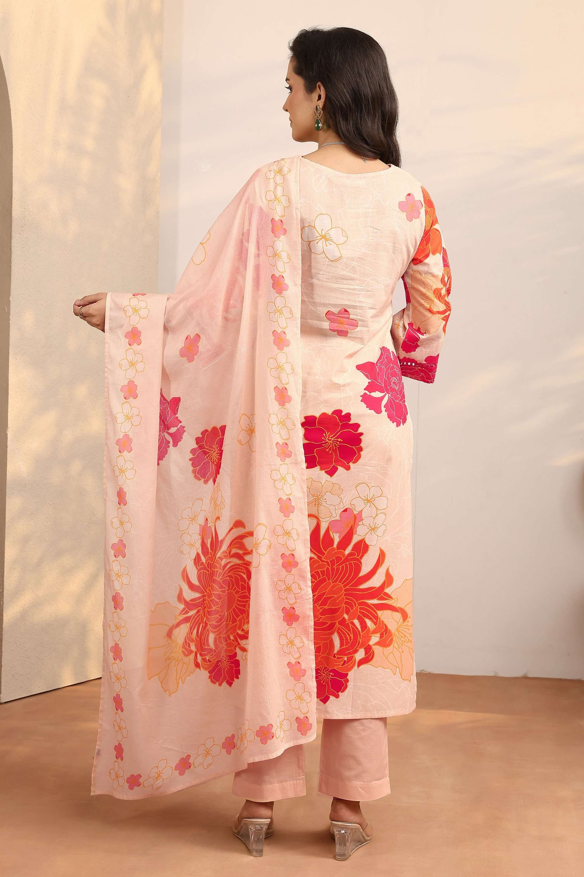 Printed-V-Neck-Cotton-Women-Kurta-with-Pant-and-Dupatta