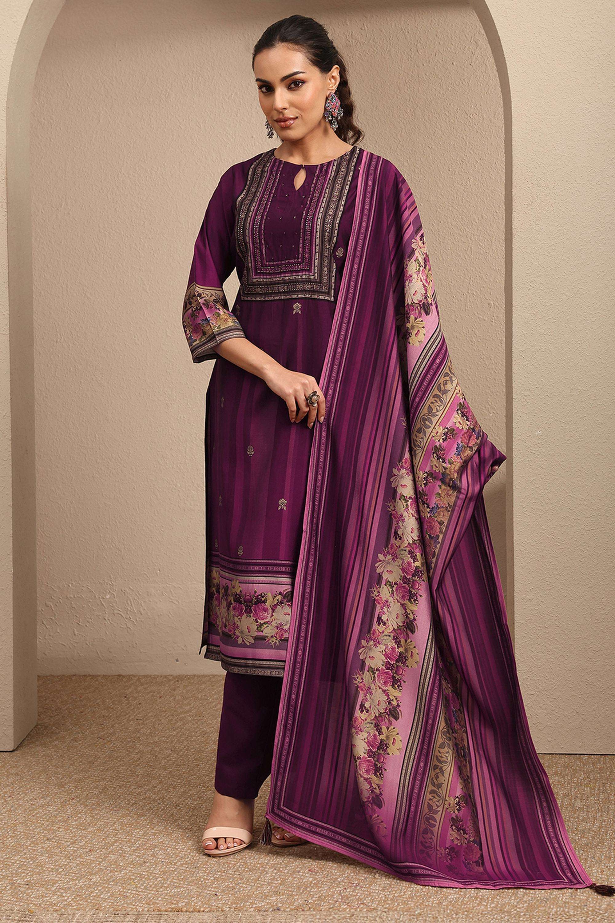 Embellished-Silk-Round-Neck-Women-Festive-Wear-Kurta-with-Pant-and-Dupatta