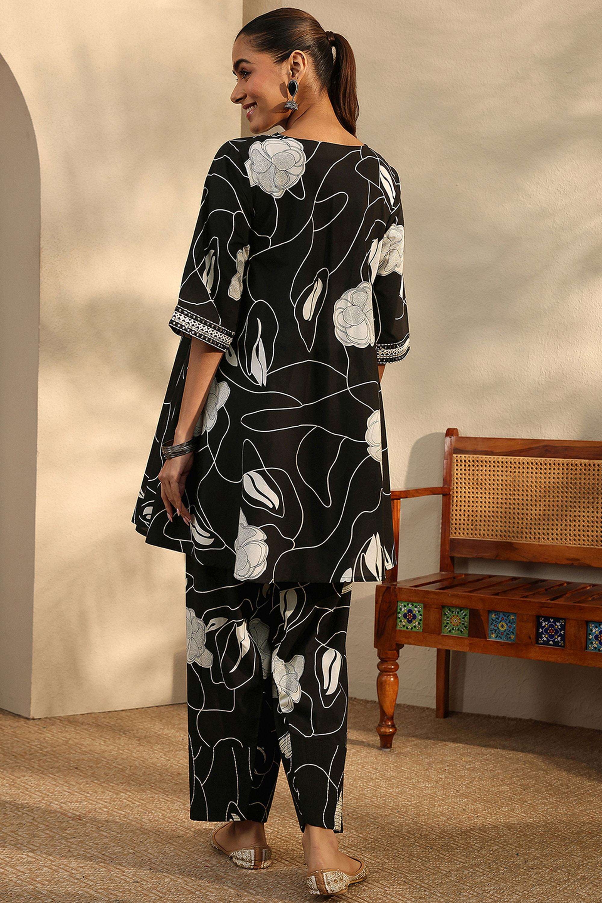 Printed-Cotton-V-Neck-Women-s-Festive-Wear-Co-Ord-Set