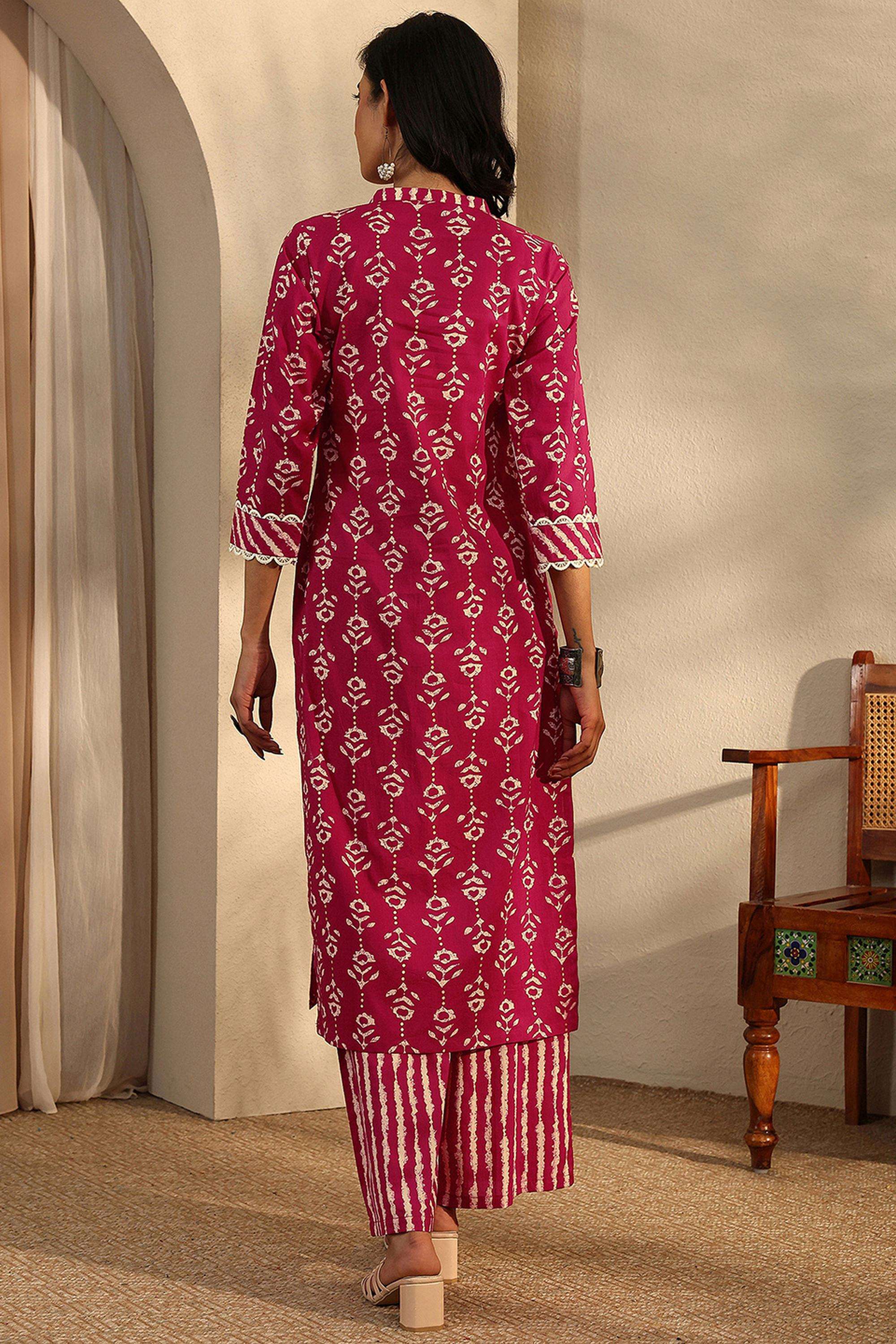Printed-Cotton-Collared-Women-Kurta-with-Palazzo