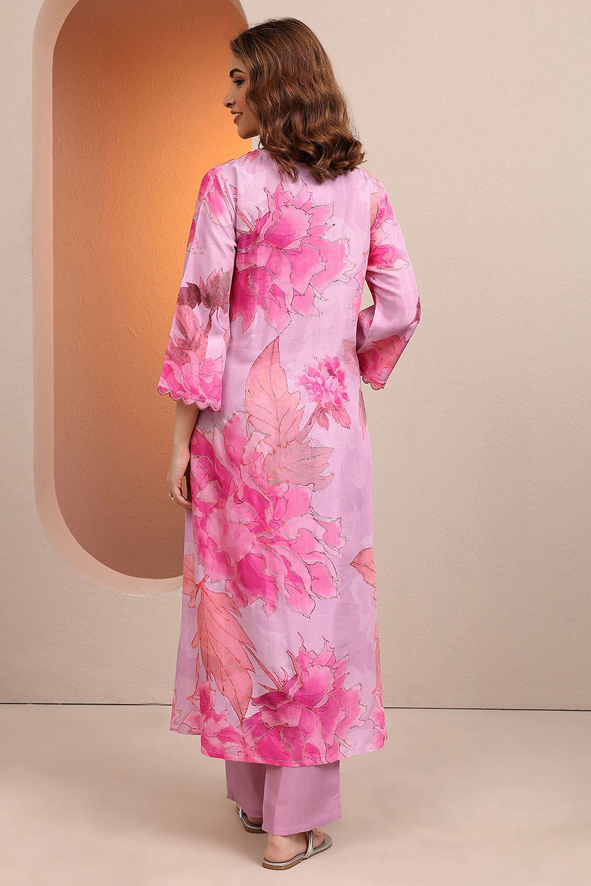 Floral-Muslin-V-Neck-Women-Festive-Wear-Kurta-with-Pant