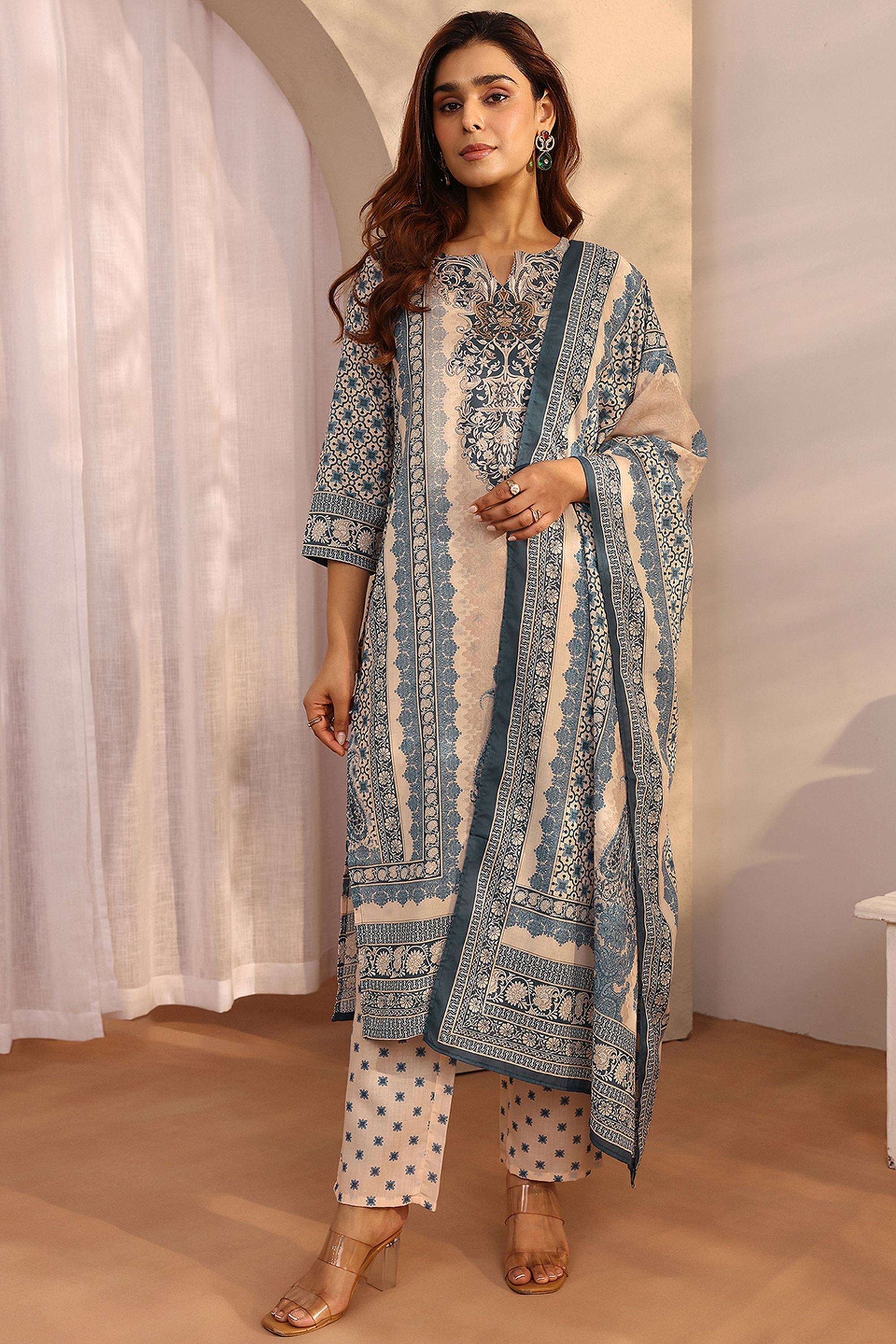 Printed-Cotton-Blend-Women-s-Ethnic-Kurta-Set