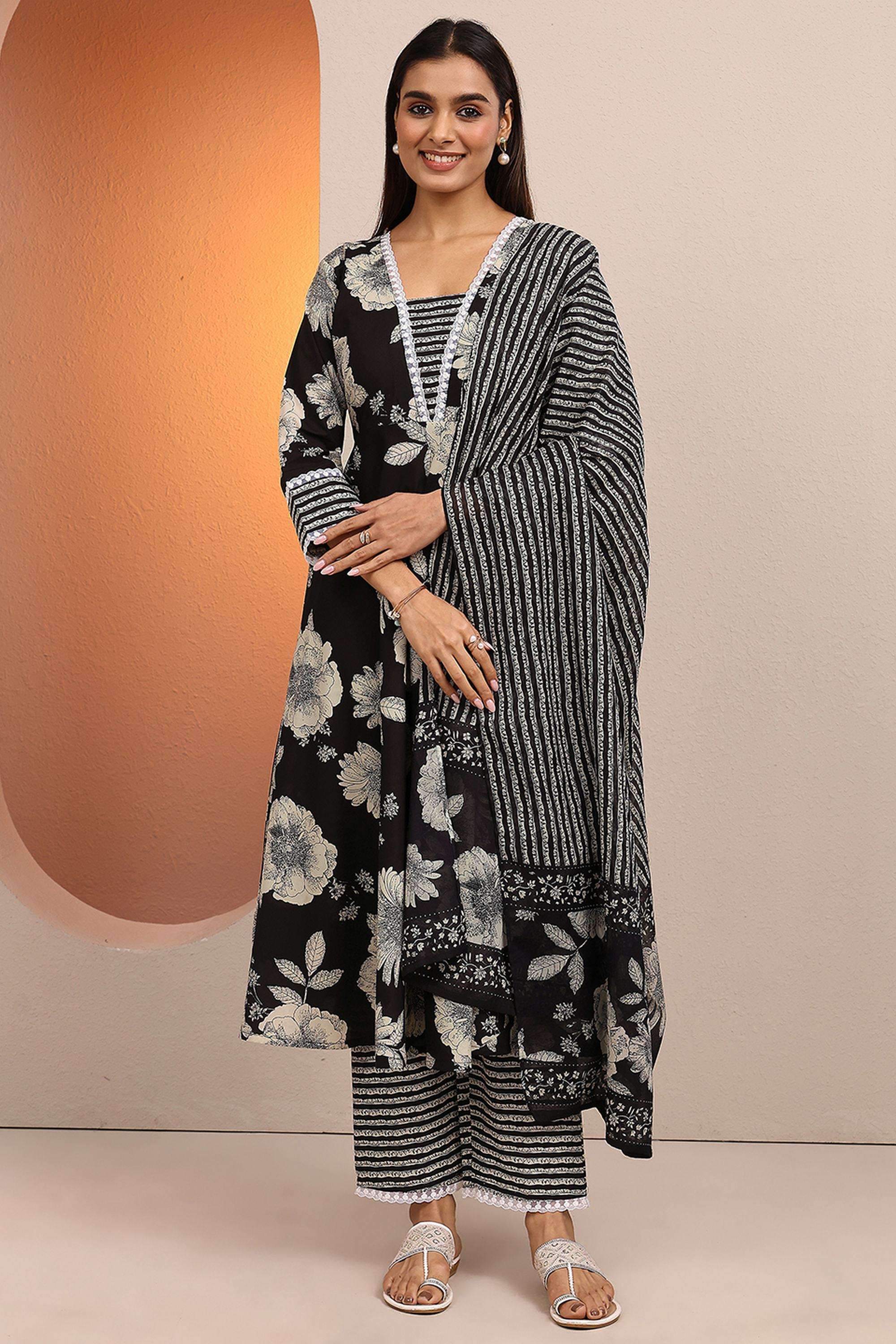 Printed-Cotton-V-Neck-Women-s-Ethnic-Kurta-Set