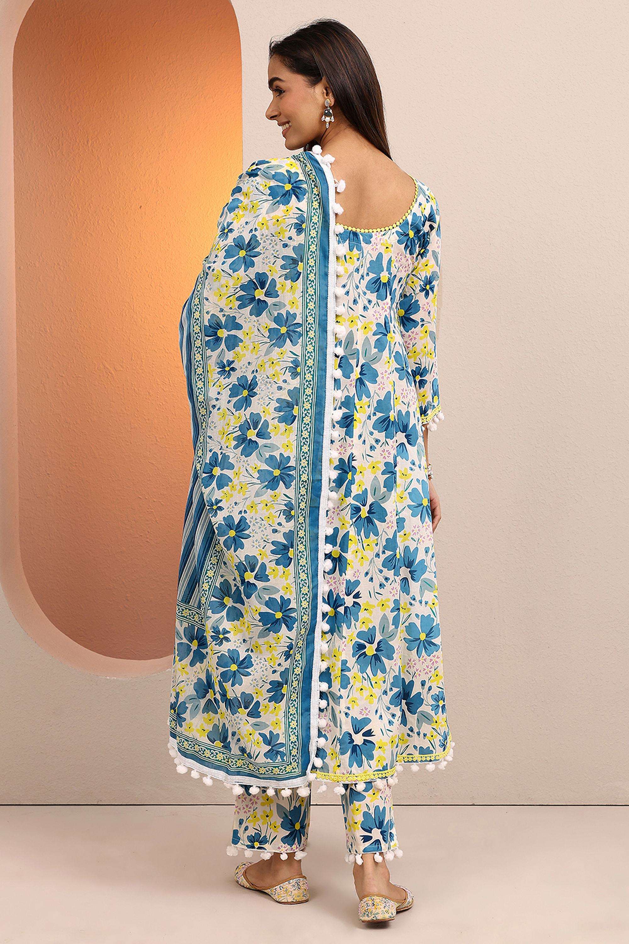 Floral-Cotton-Round-Neck-Women-Kurta-with-Pant-and-Dupatta