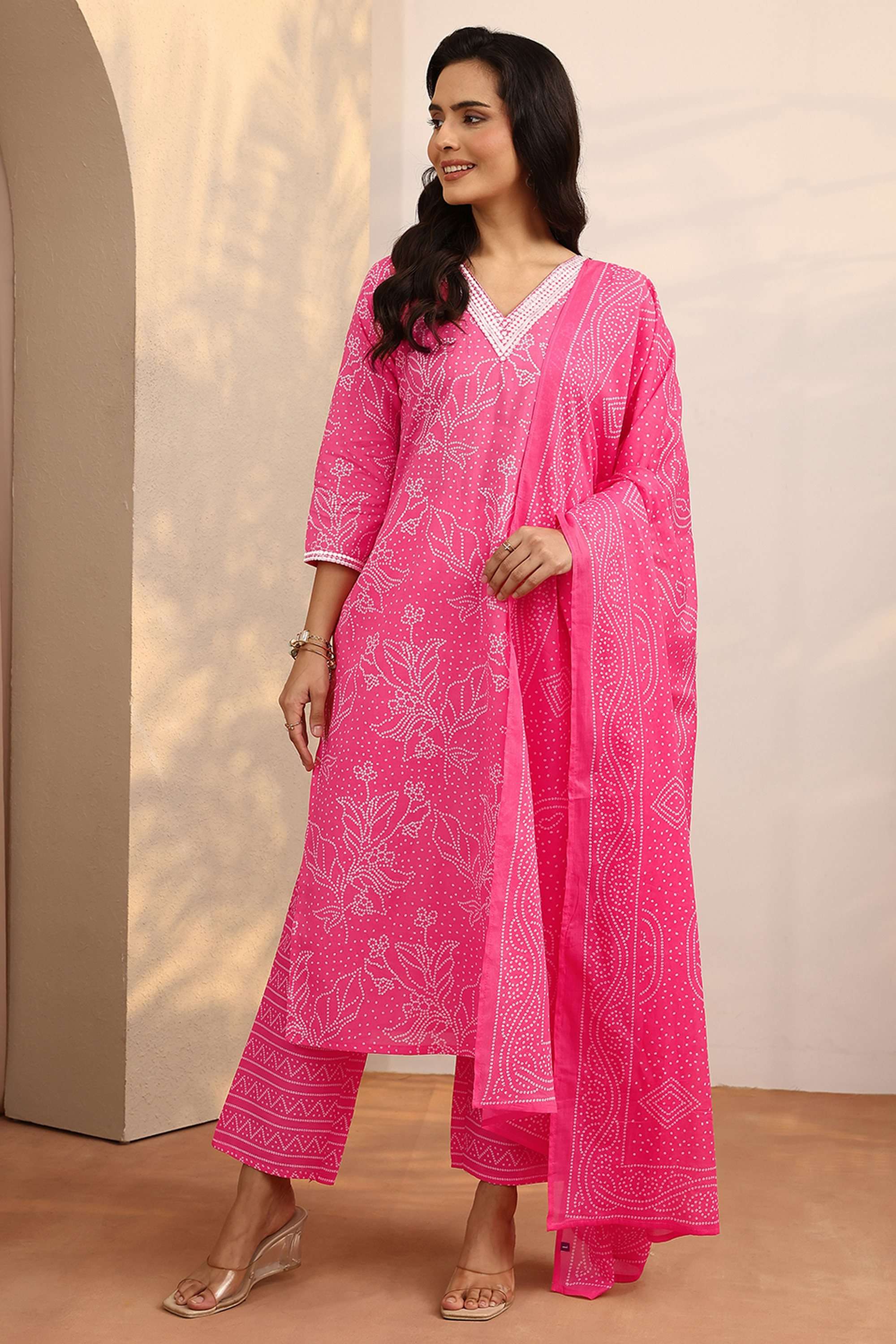 Printed-V-Neck-Cotton-Women-Kurta-with-Pant-and-Dupatta