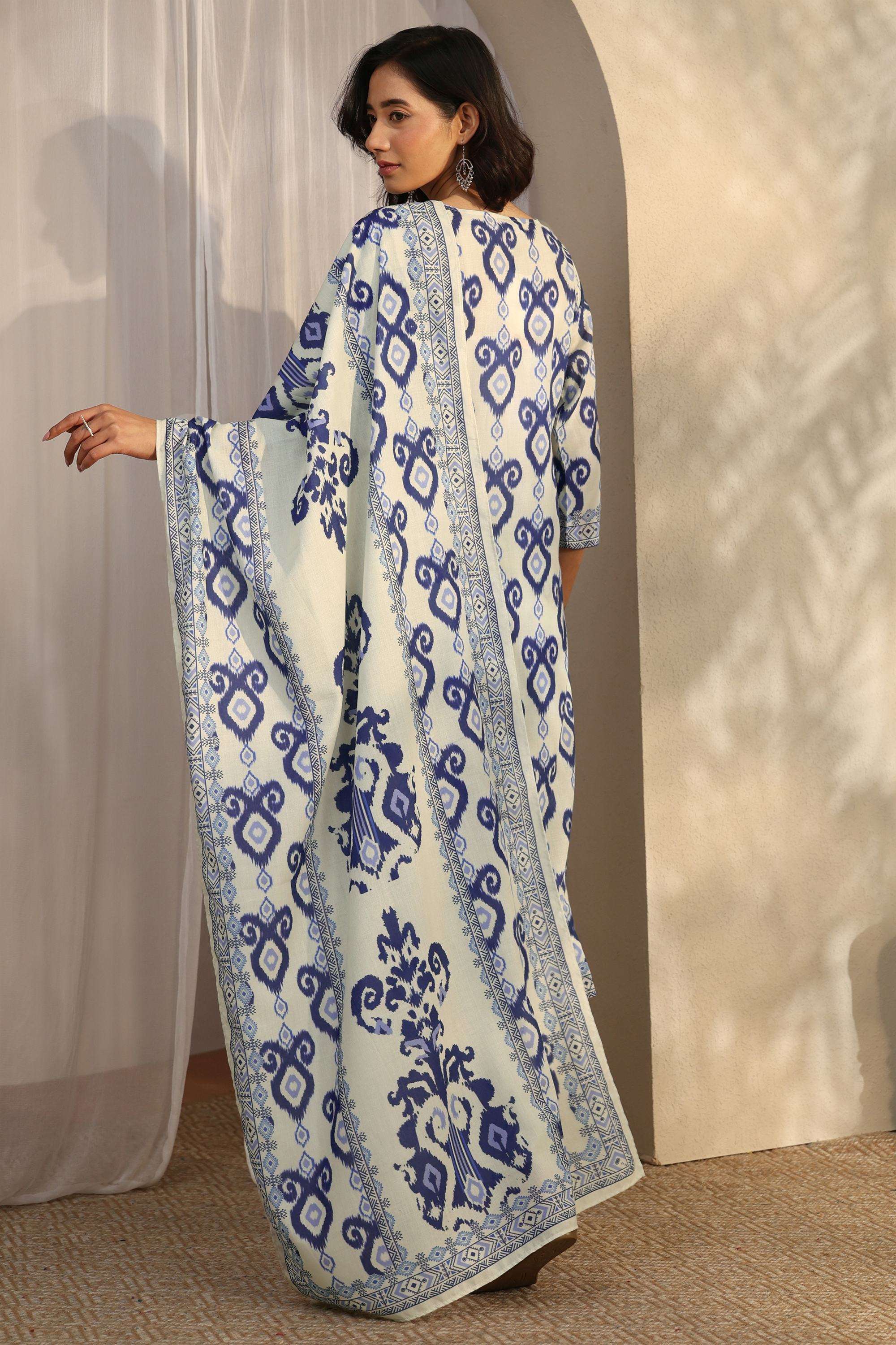 Printed-Cotton-Blend-Round-Neck-Women-Kurta-with-Pant-and-Dupatta