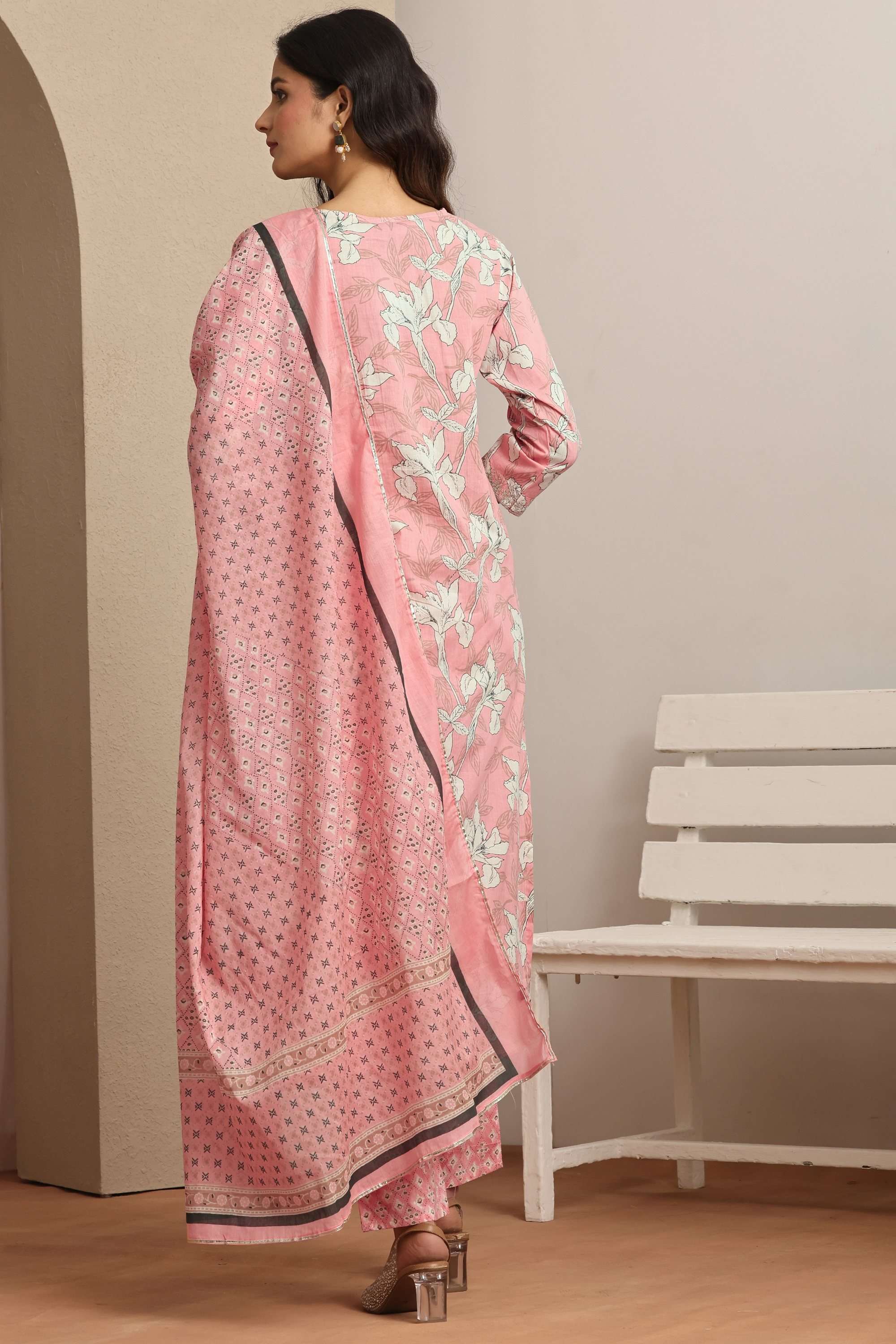 Printed-V-Neck-Cotton-Women-Kurta-with-Pant-and-Dupatta