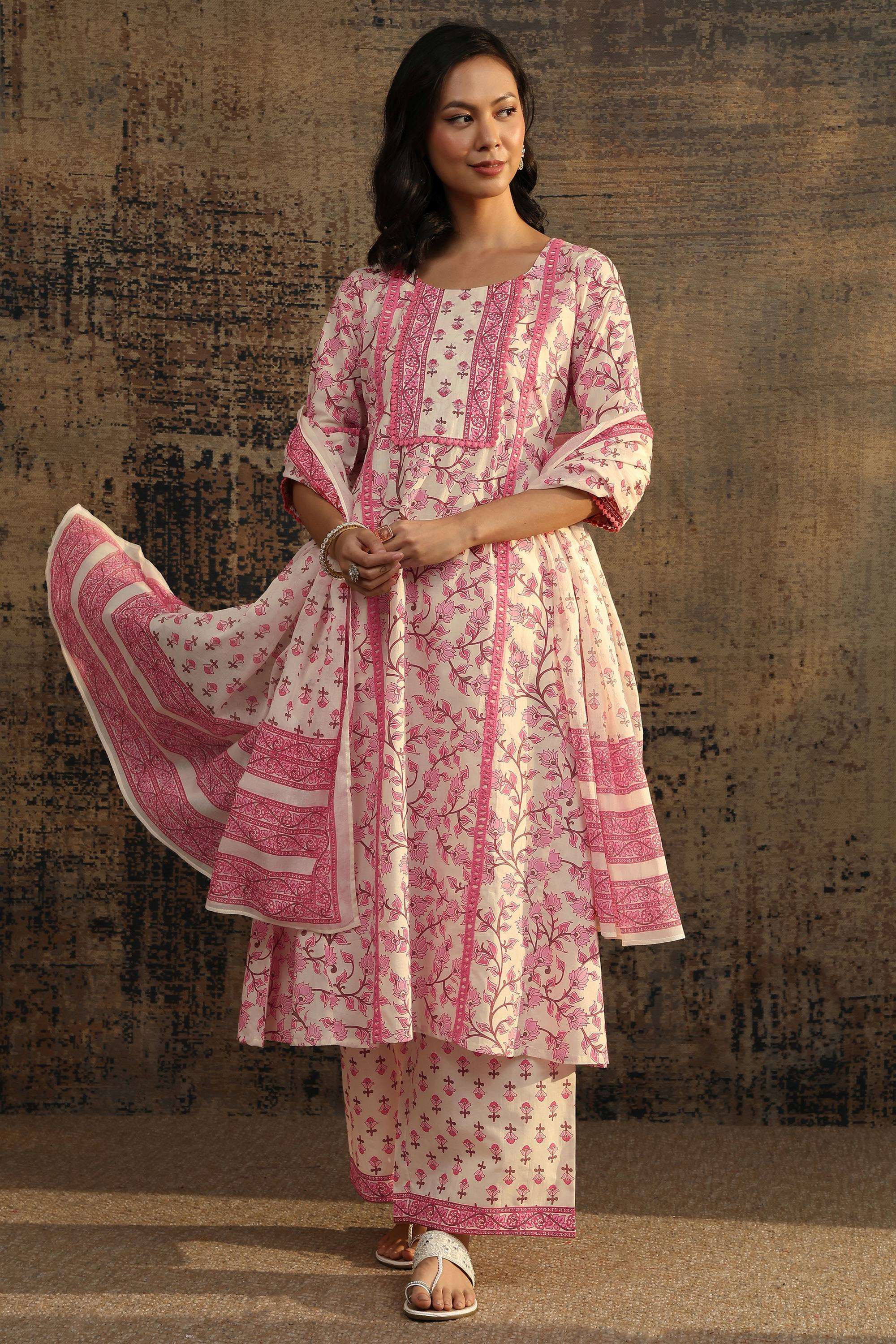 Floral-Cotton-Round-Neck-Women-Kurta-with-Palazzo-and-Dupatta