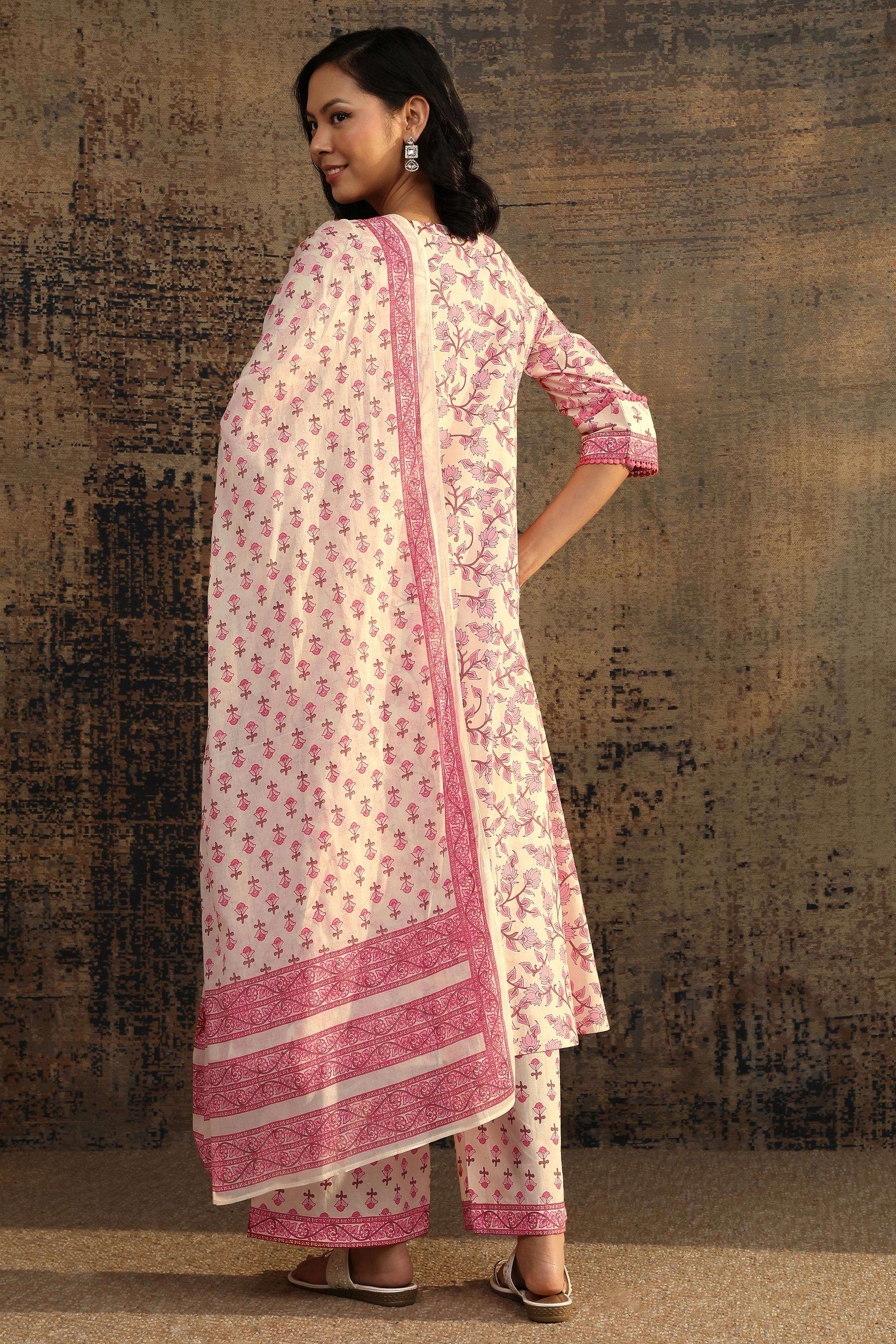 Floral-Cotton-Round-Neck-Women-Kurta-with-Palazzo-and-Dupatta