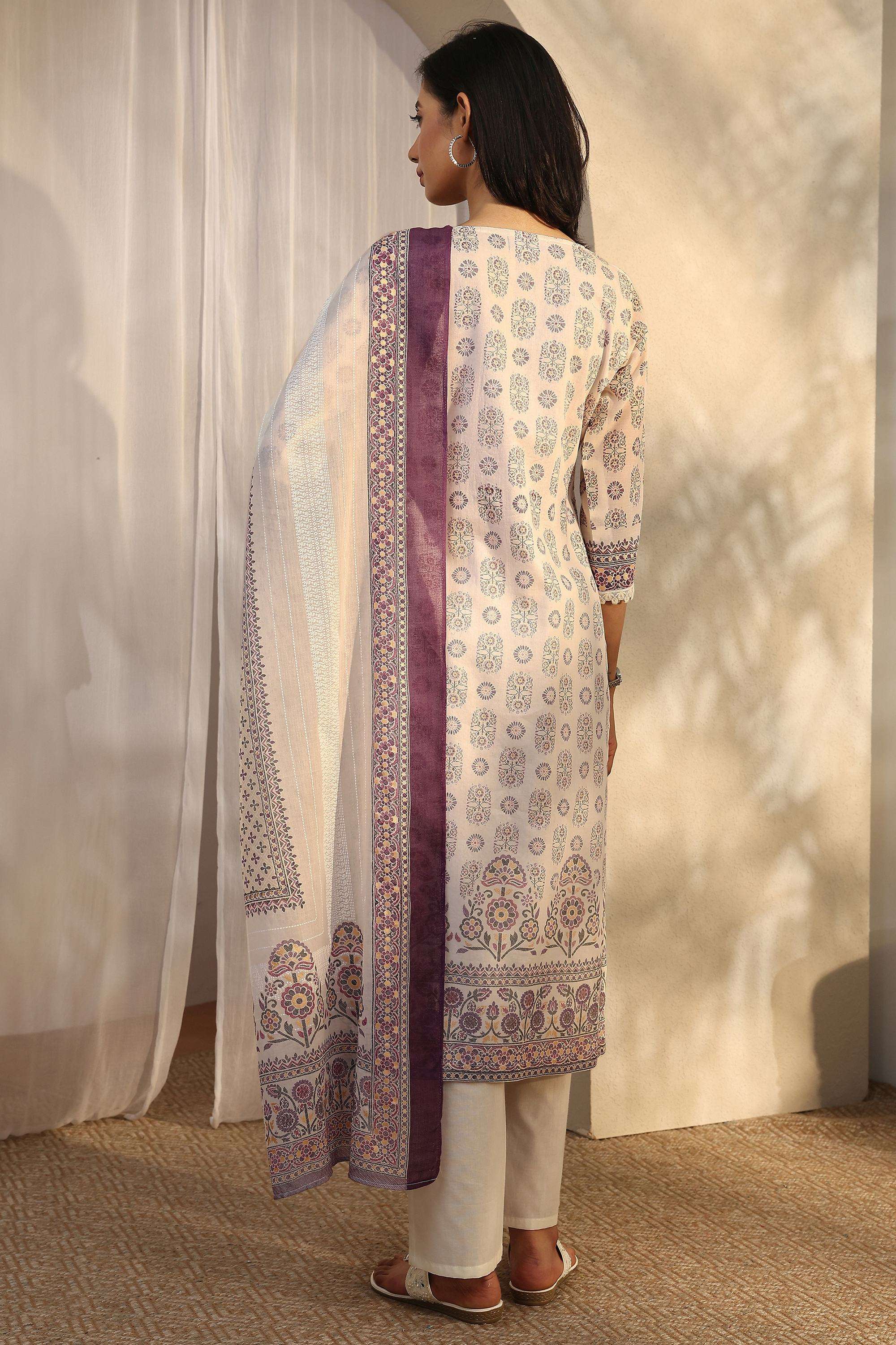 Floral-Cotton-Round-Neck-Women-Kurta-with-Pant-and-Dupatta