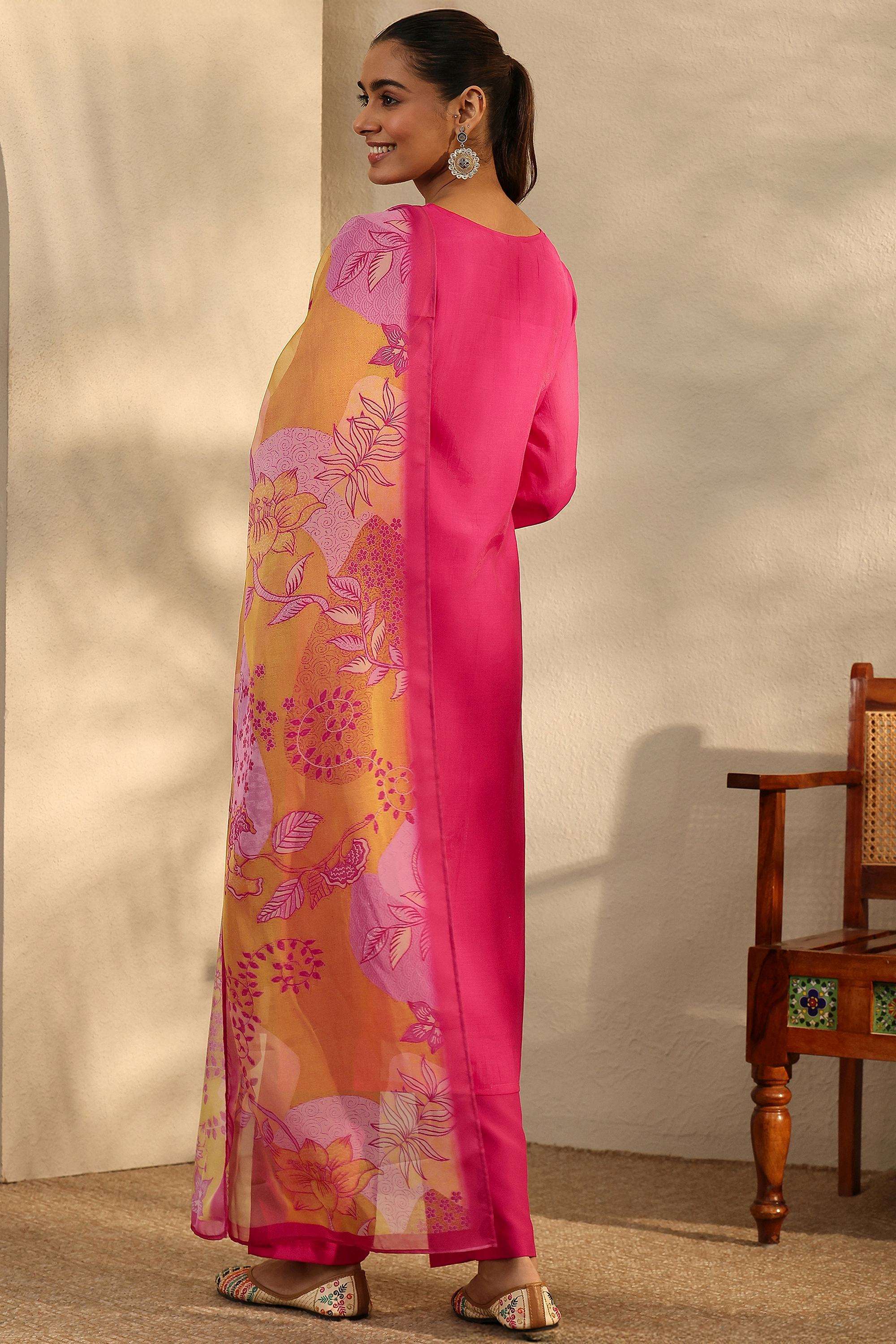 Embroidered-Cotton-V-Neck-Women-s-Festive-Wear-Kurta-Set