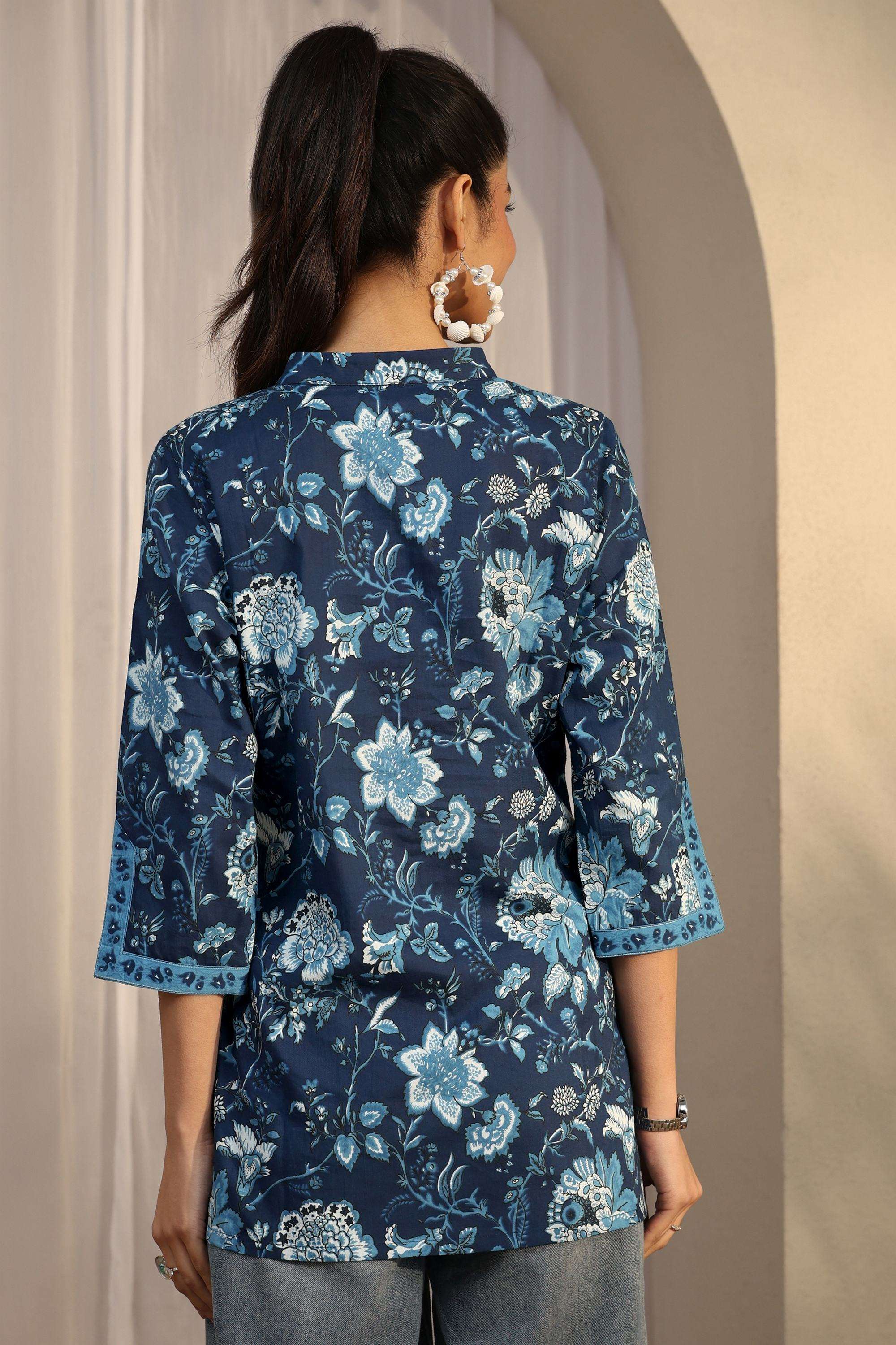 Floral-Cotton-Collared-Women-Tunic