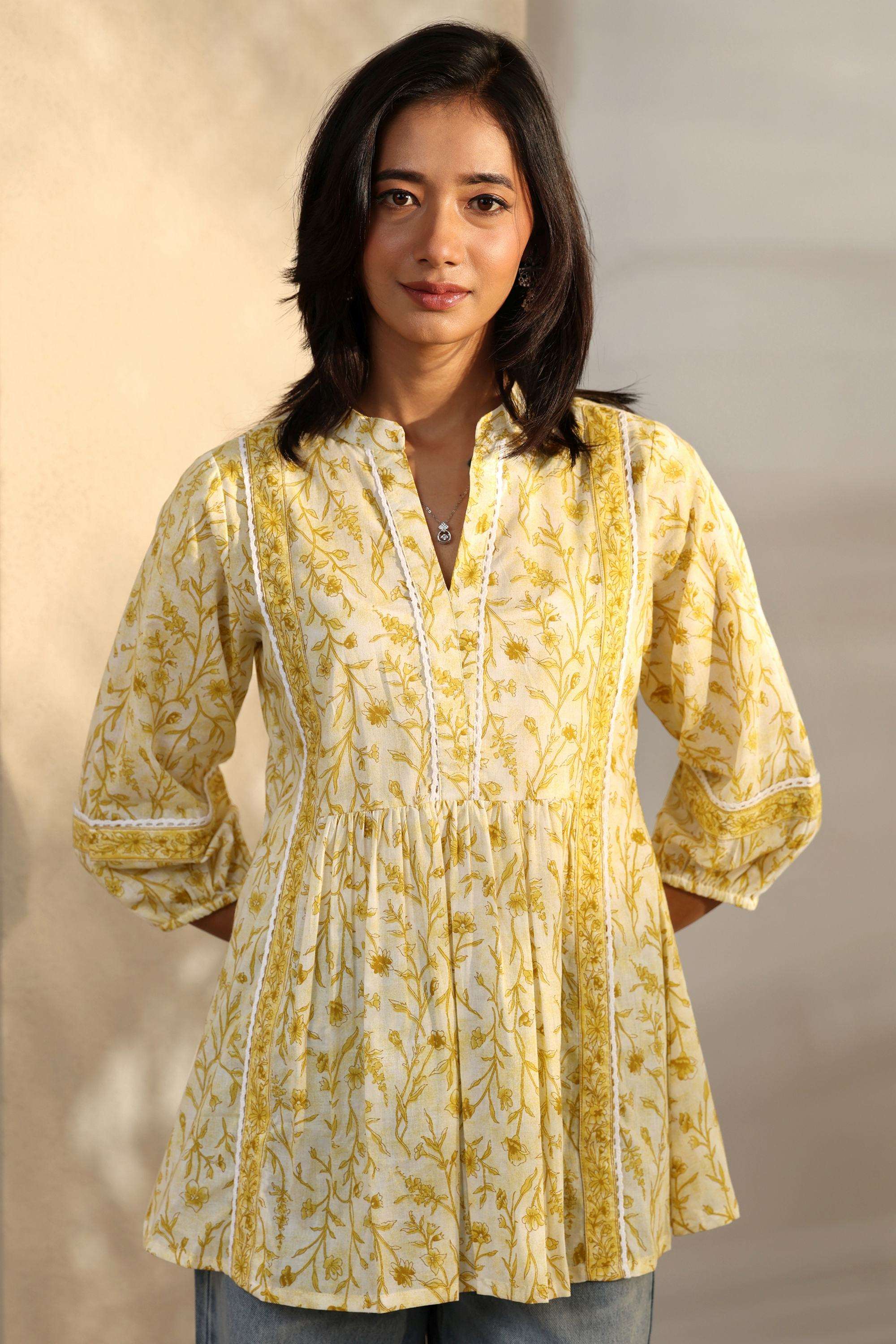 Floral-Cotton-Collared-Women-Tunic