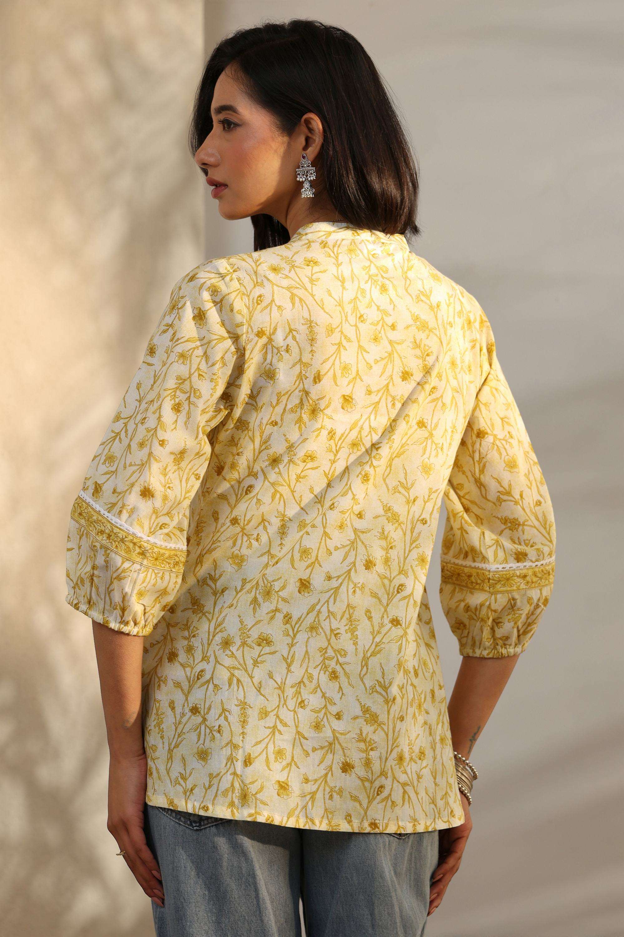 Floral-Cotton-Collared-Women-Tunic