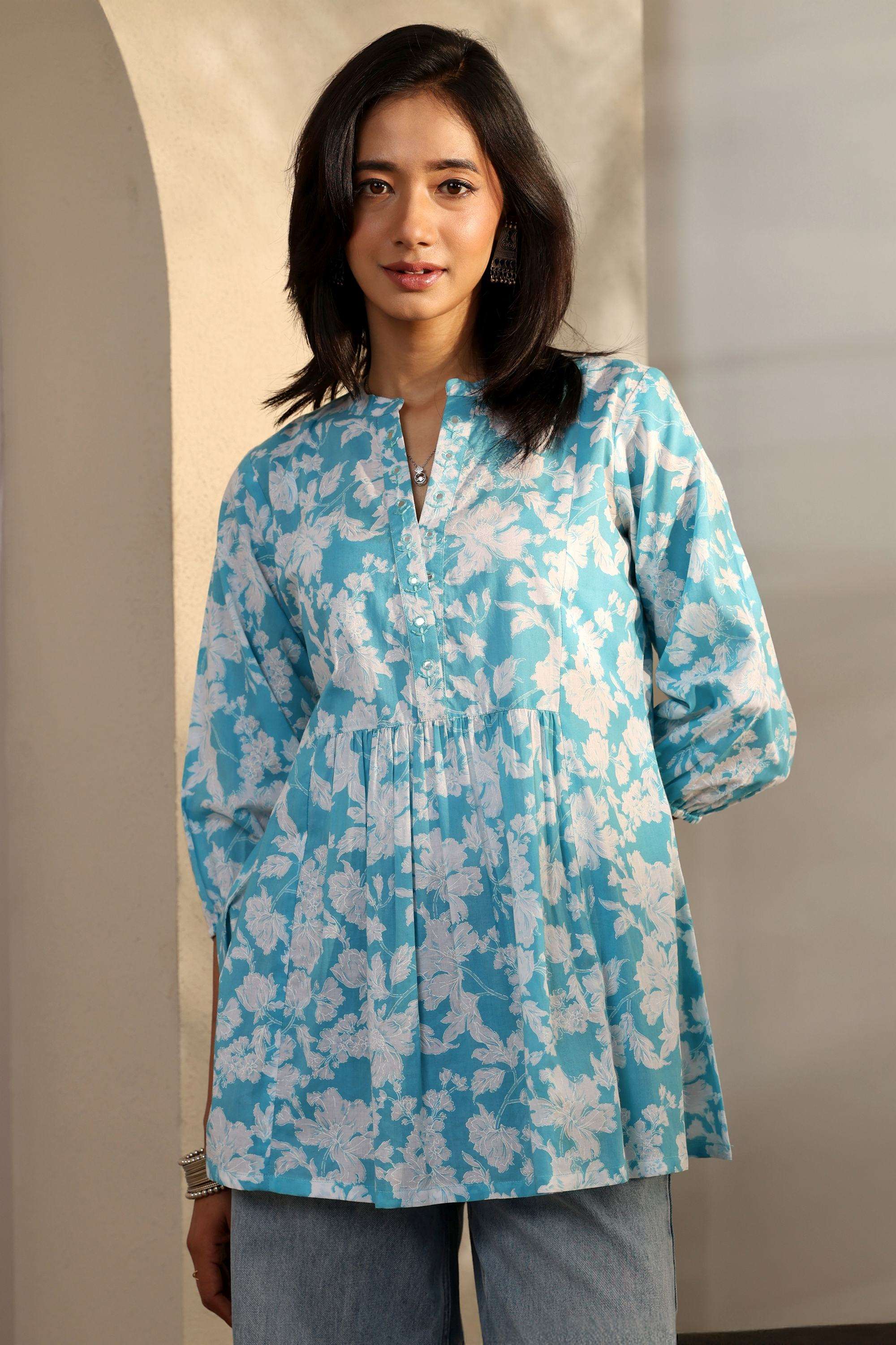 Printed-Cotton-Round-Neck-Women-s-Festive-Wear-Kurti