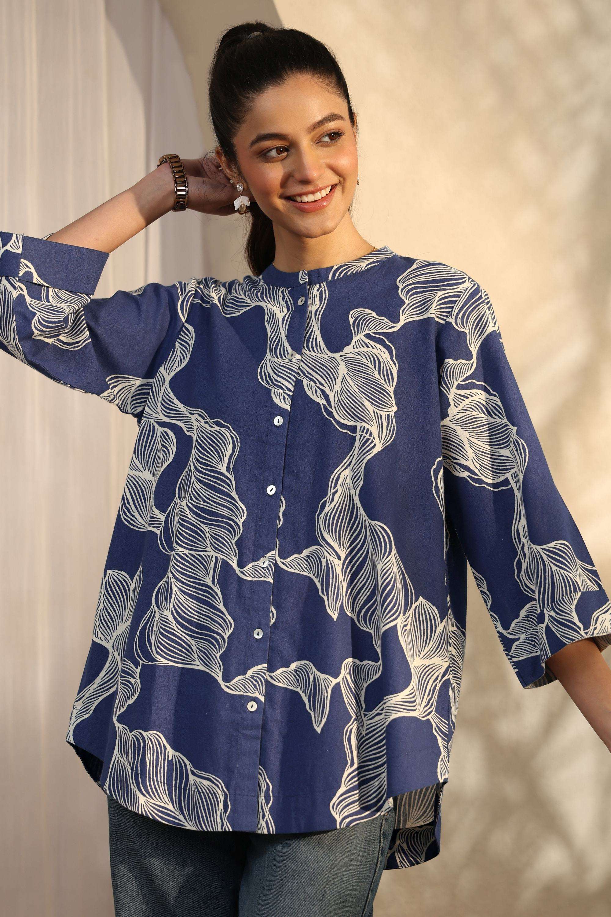 Printed-Cotton-Round-Neck-Women-s-Shirt