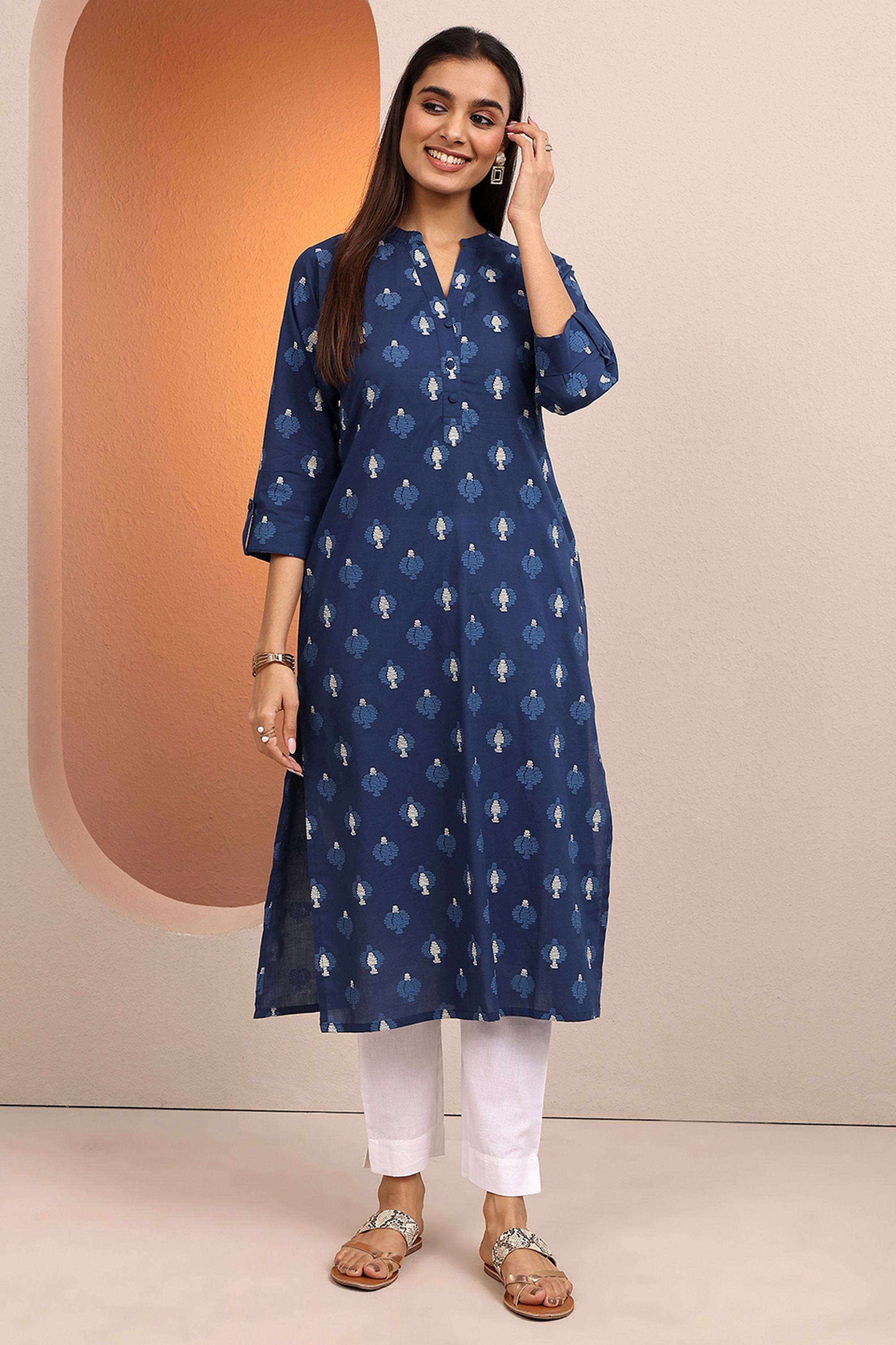 Printed-Cotton-Round-Neck-Women-s-Ethnic-Kurta