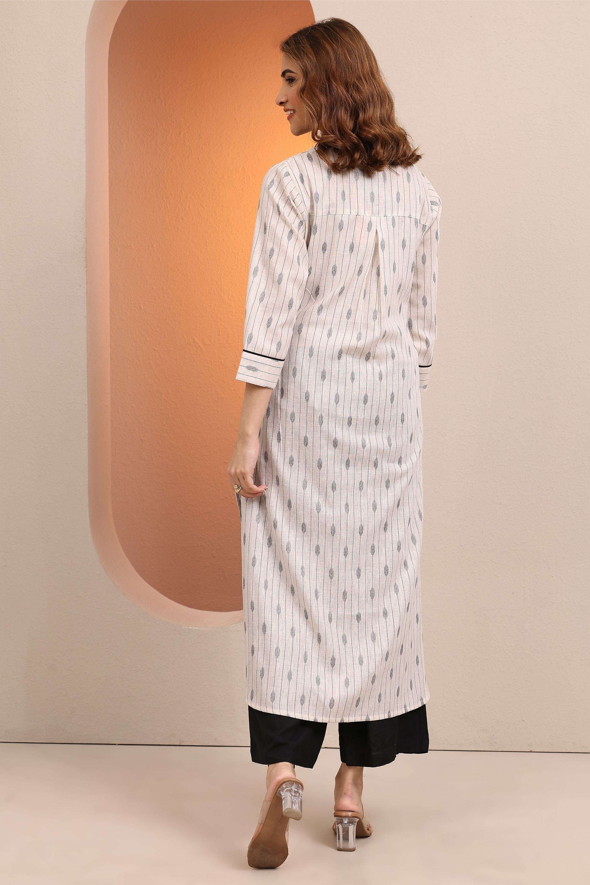 Printed-Cotton-Blend-Collared-Women-Kurta