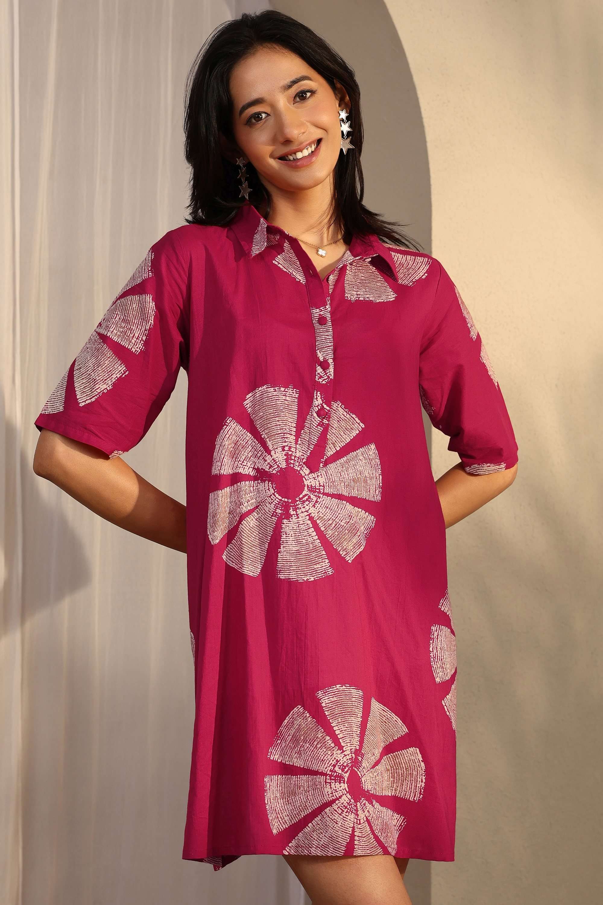 Printed-Collared-Cotton-Women-Dress