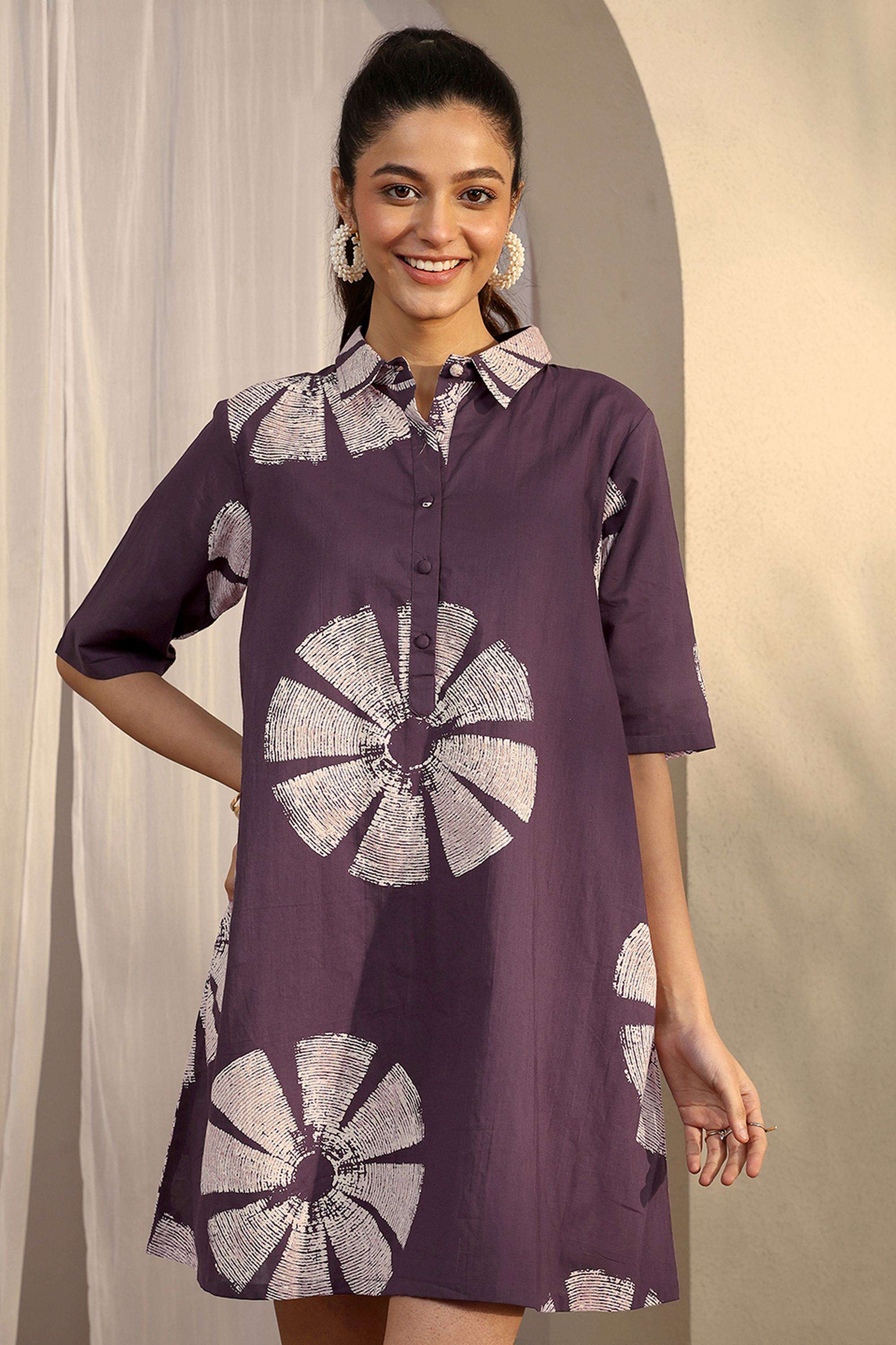 Printed-Cotton-Collared-Women-s-Dress