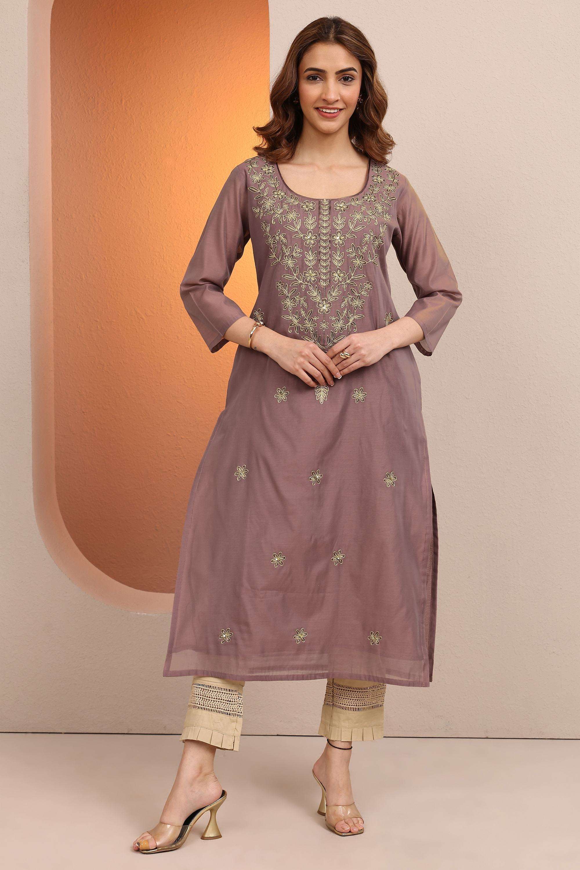 Embroidered-Silk-Round-Neck-Women-Festive-Wear-Kurta