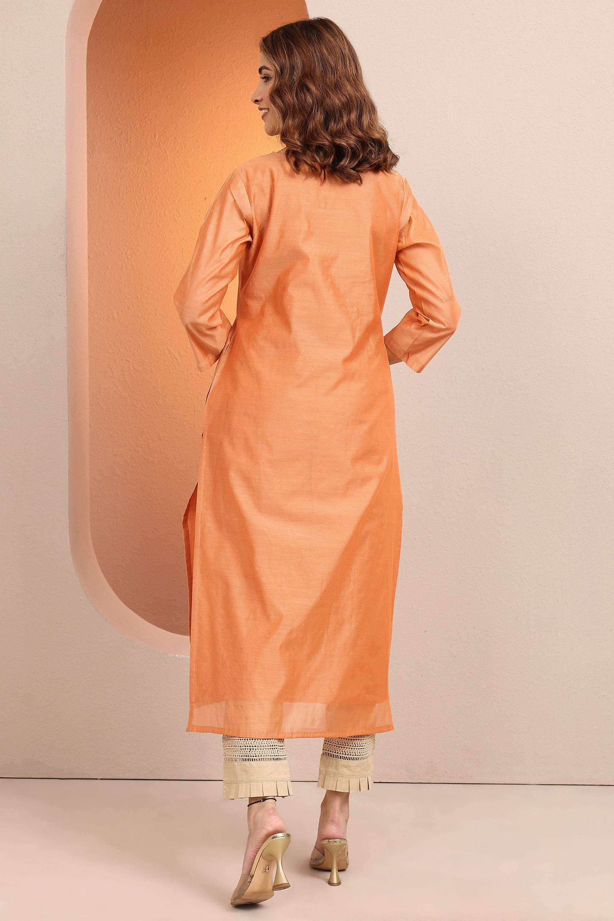 Embroidered-Silk-Round-Neck-Women-Kurta