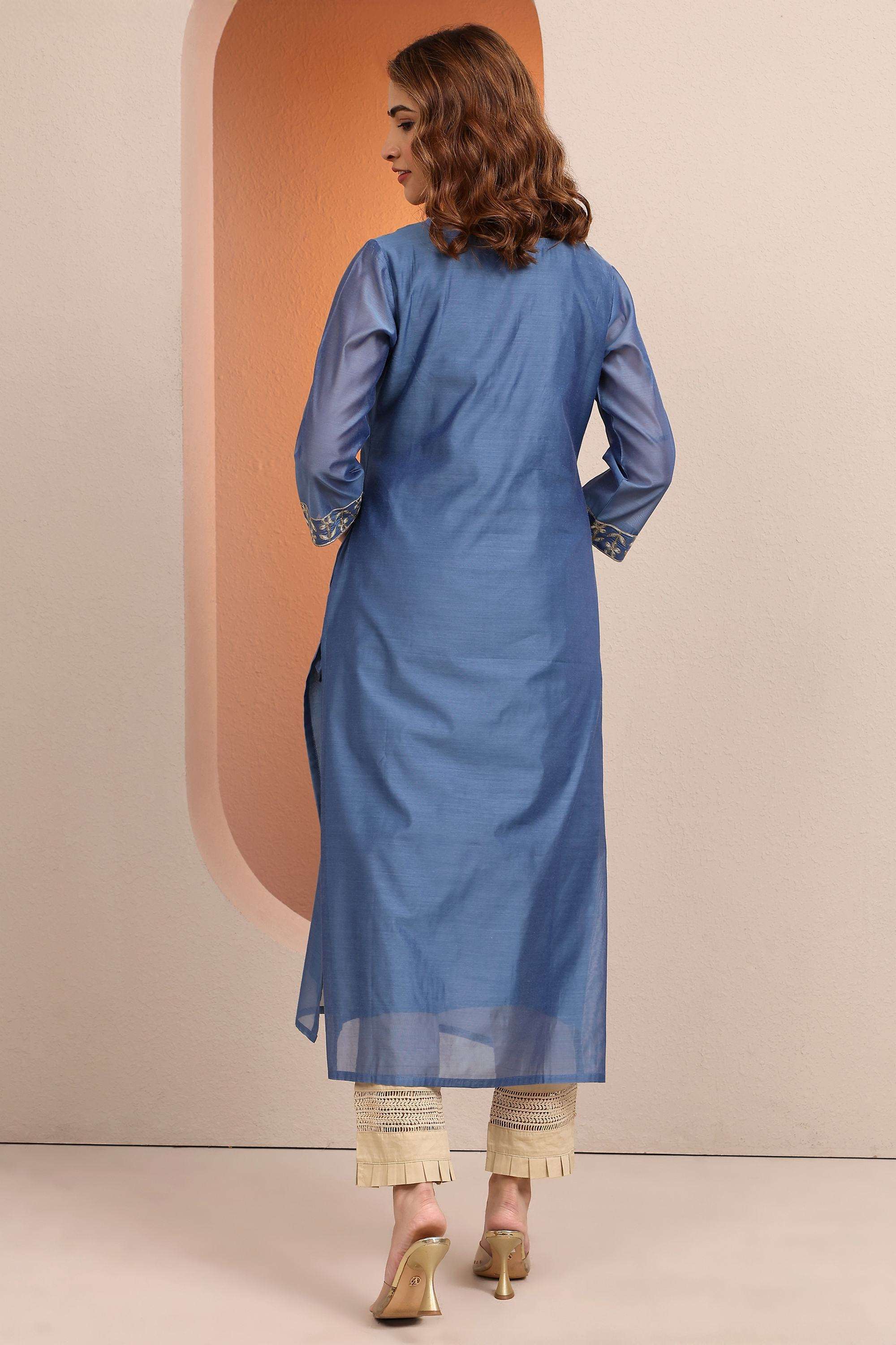 Embroidered-Silk-Round-Neck-Women-Festive-Wear-Kurta